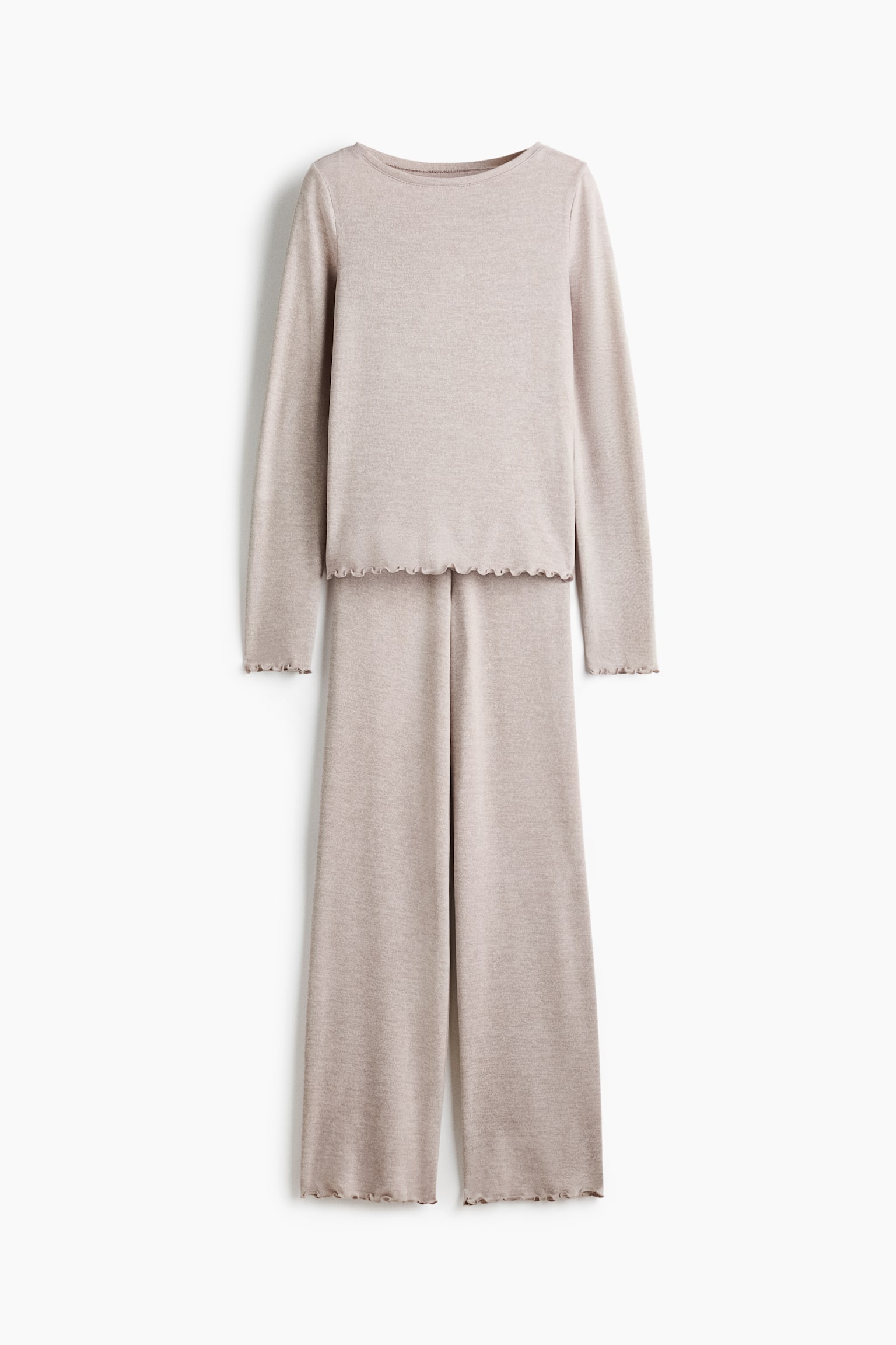 Brushed jersey pyjamas - Light greige/Ivory - 1