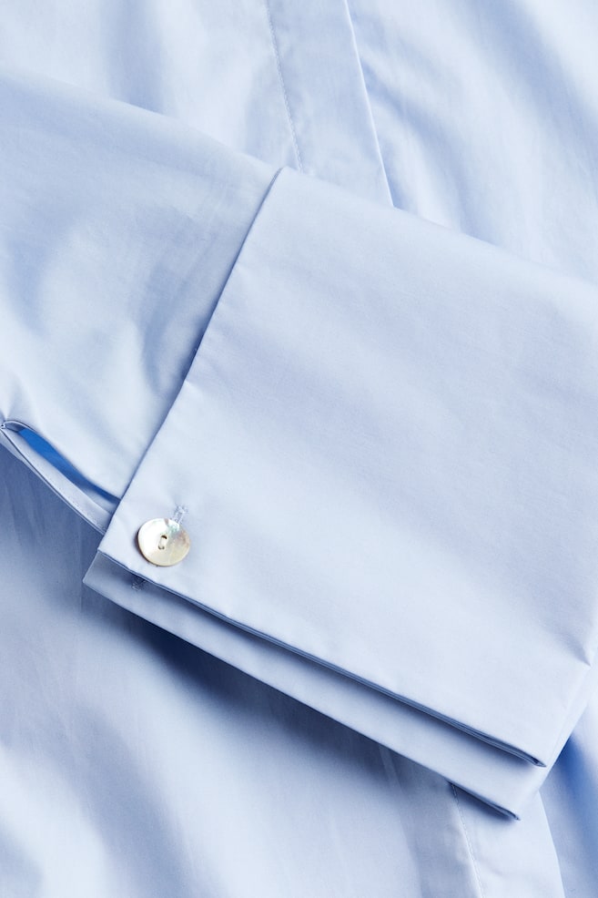 Oversized skjorte med bred manchet - Lyseblå/Pudderrosa - 3