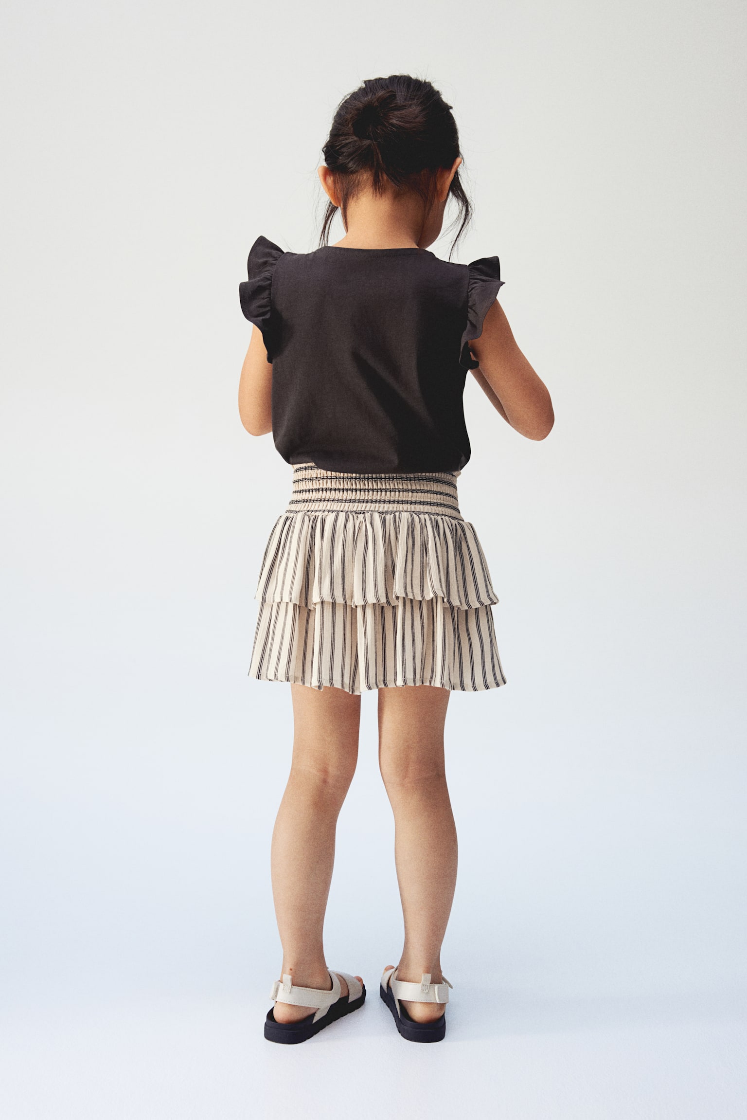 Tiered skirt - Light beige/Striped/Blue/Natural white - 5