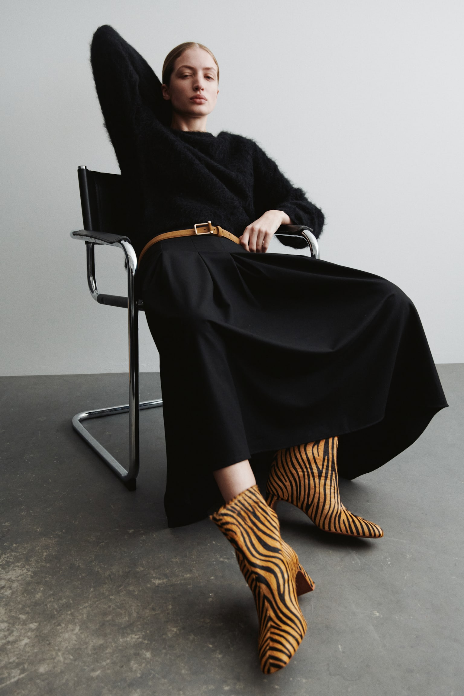 Leather ankle boots - Beige/Faux tiger - 7