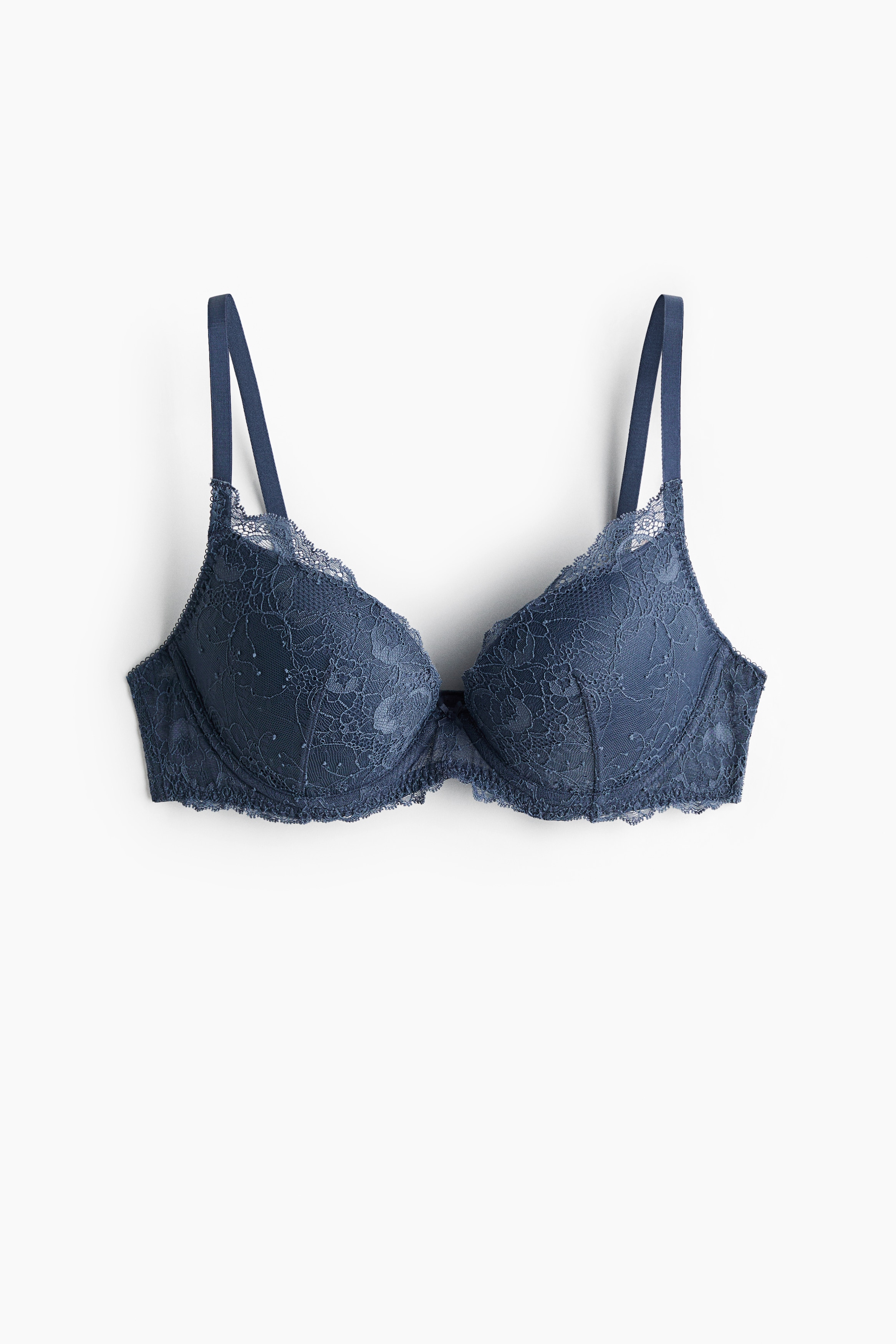 Lace push-up bra - Dark blue/Cream/Black