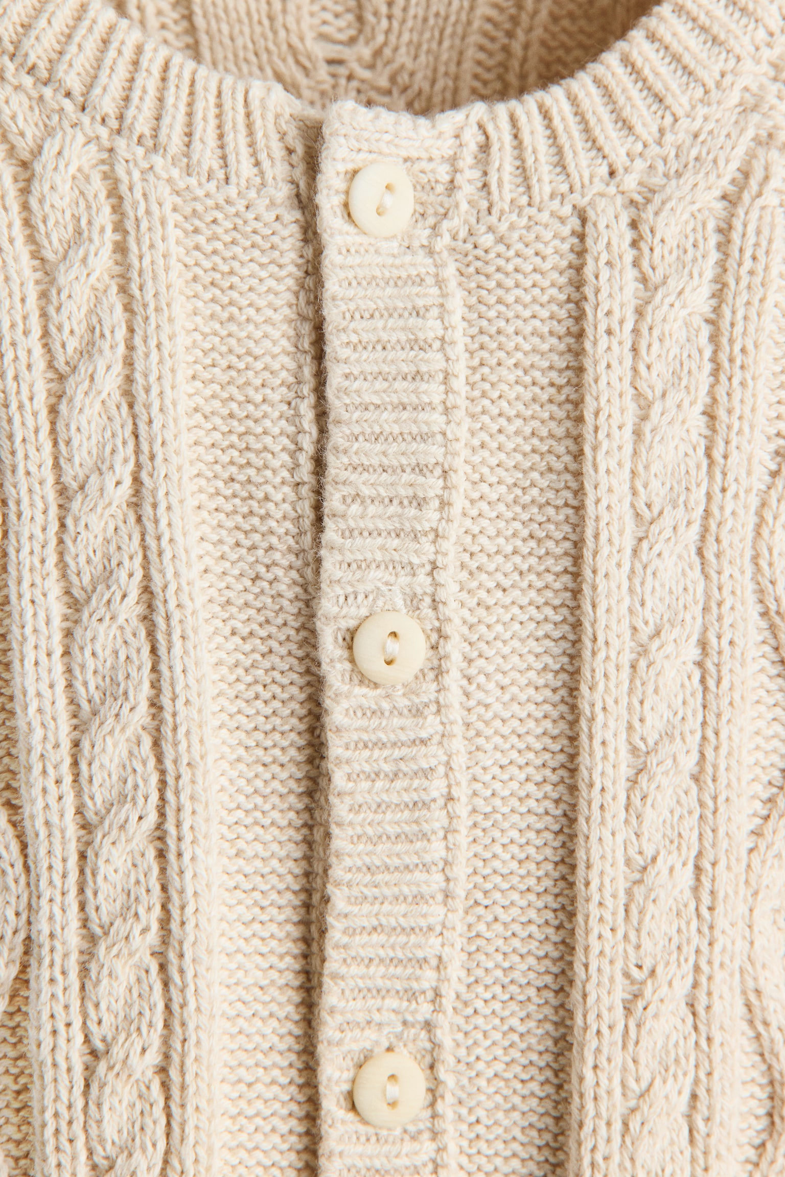 Детский комбинезон H&M Textured Cotton-Knit Jumpsuit, цвет: Светлый бежевый — фото 2