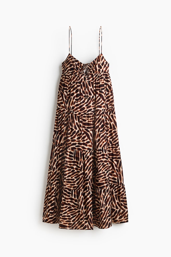 Vestido escalonado con tirantes espagueti - Beige claro/Estampado/Rosa/Rosa - 1
