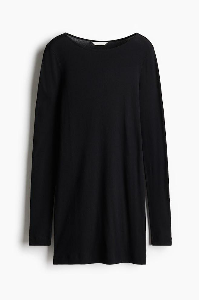 Minivestido de canalé - Negro/Blanco - 1