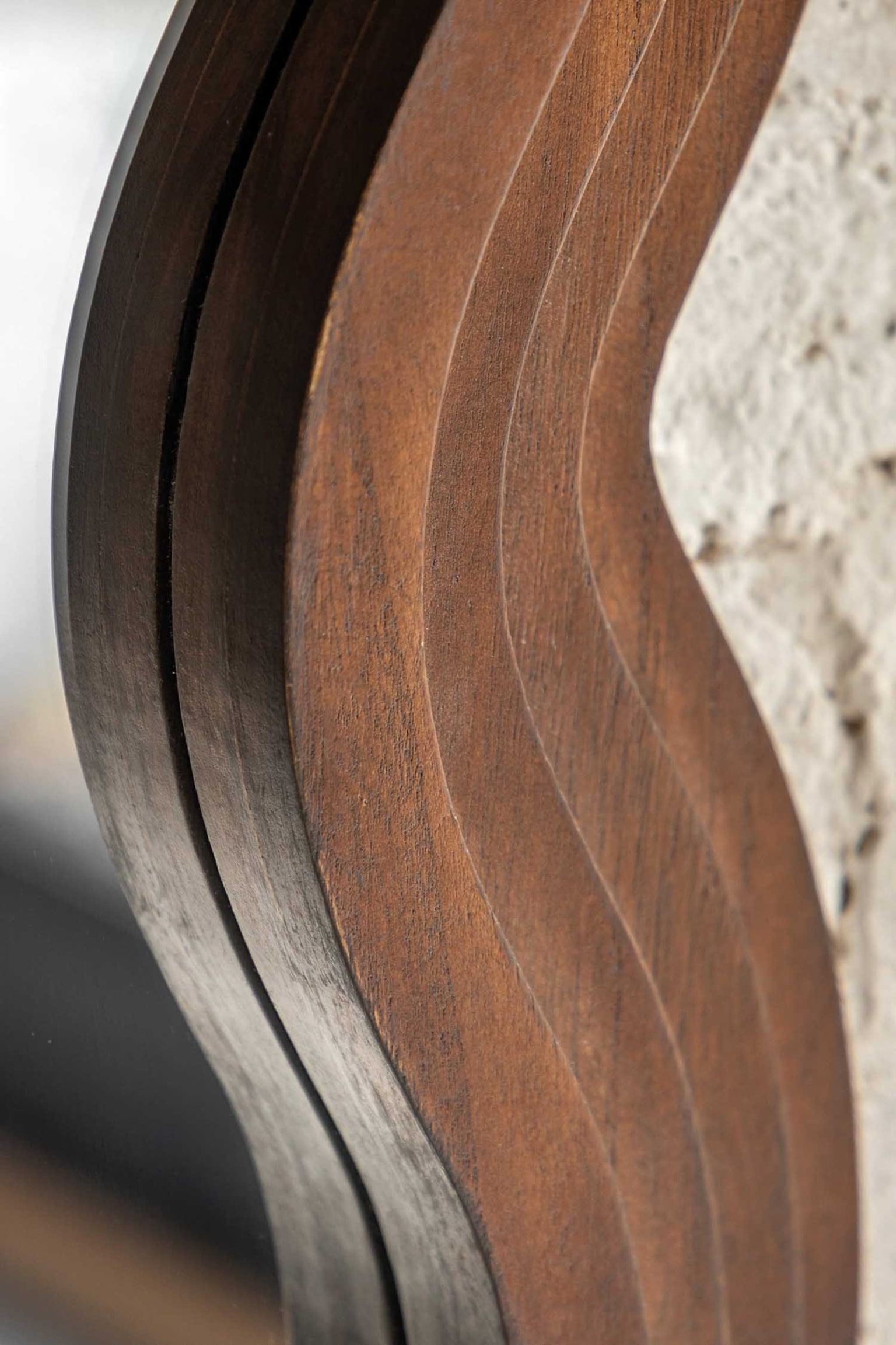 Small Wavy Wooden Mirror-Brown - 6