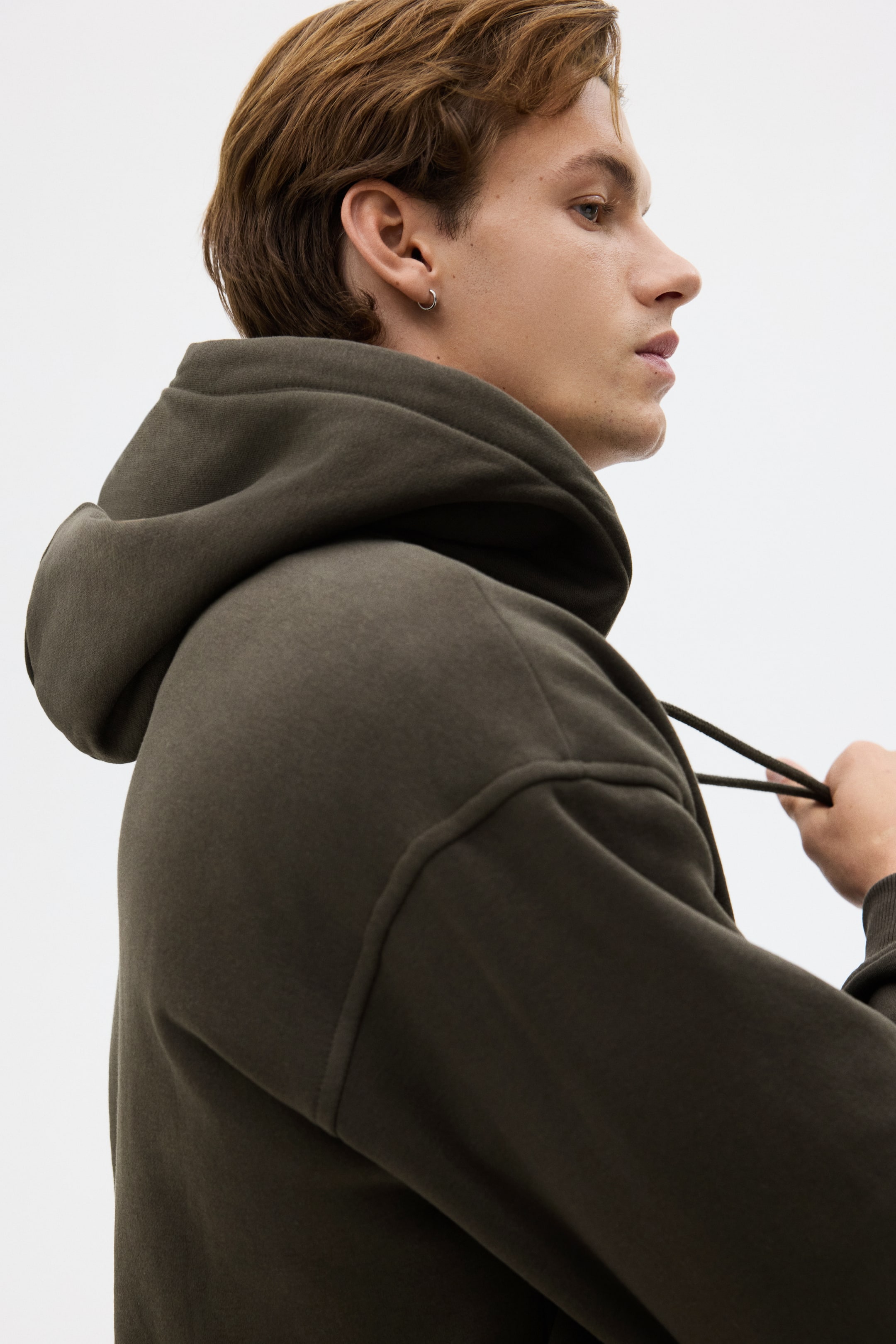 拡大画像を表示: Loose Fit Hoodie - ダークカーキグリーン - Men | H&M JP 3