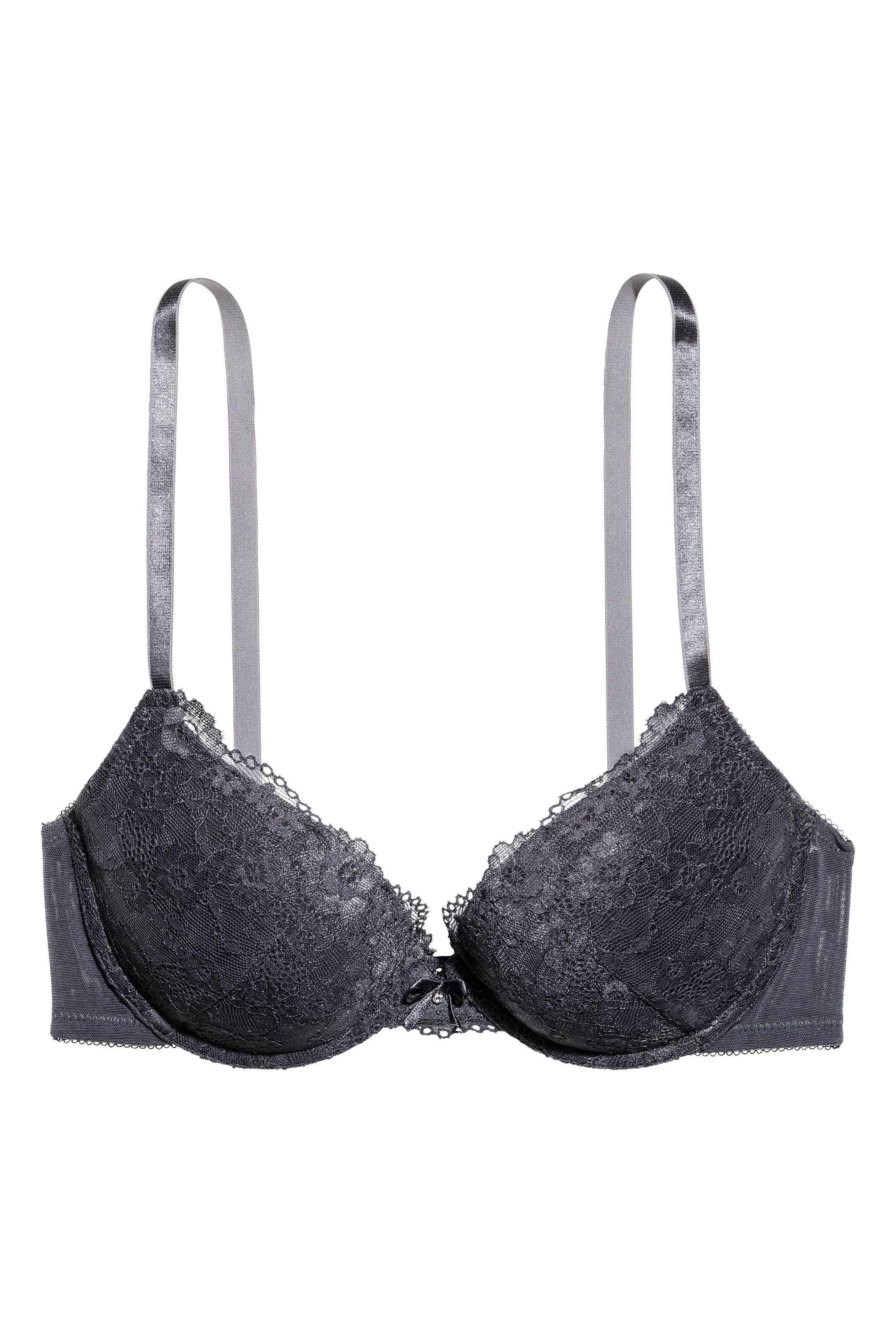 Ver imagem maior: Sutiã push-up em renda - Cinzento escuro - SENHORA | H&M PT 1