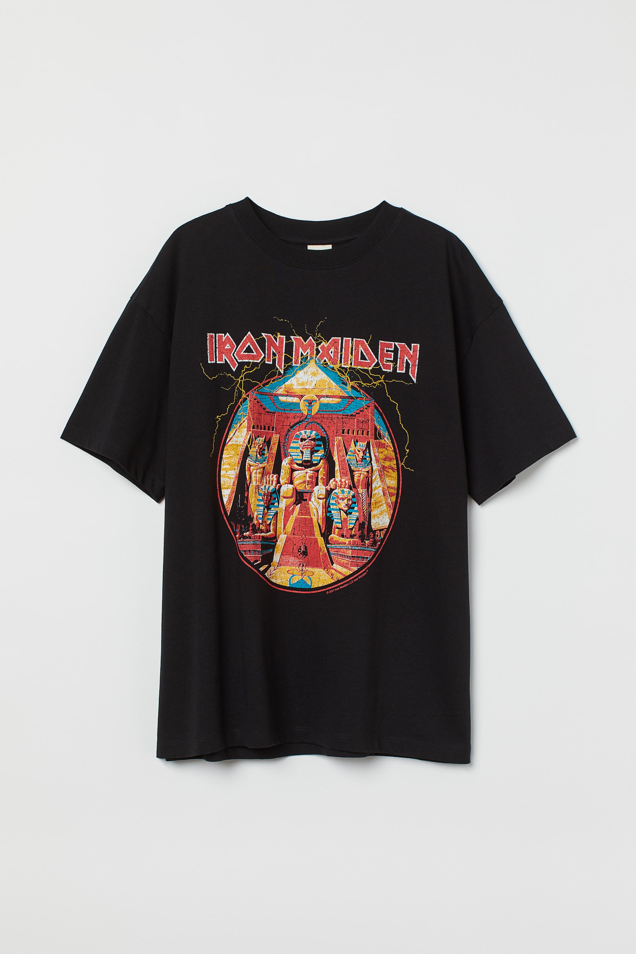 Oversized Printed T-shirt - Round Neck - Short sleeve - Black/Iron 