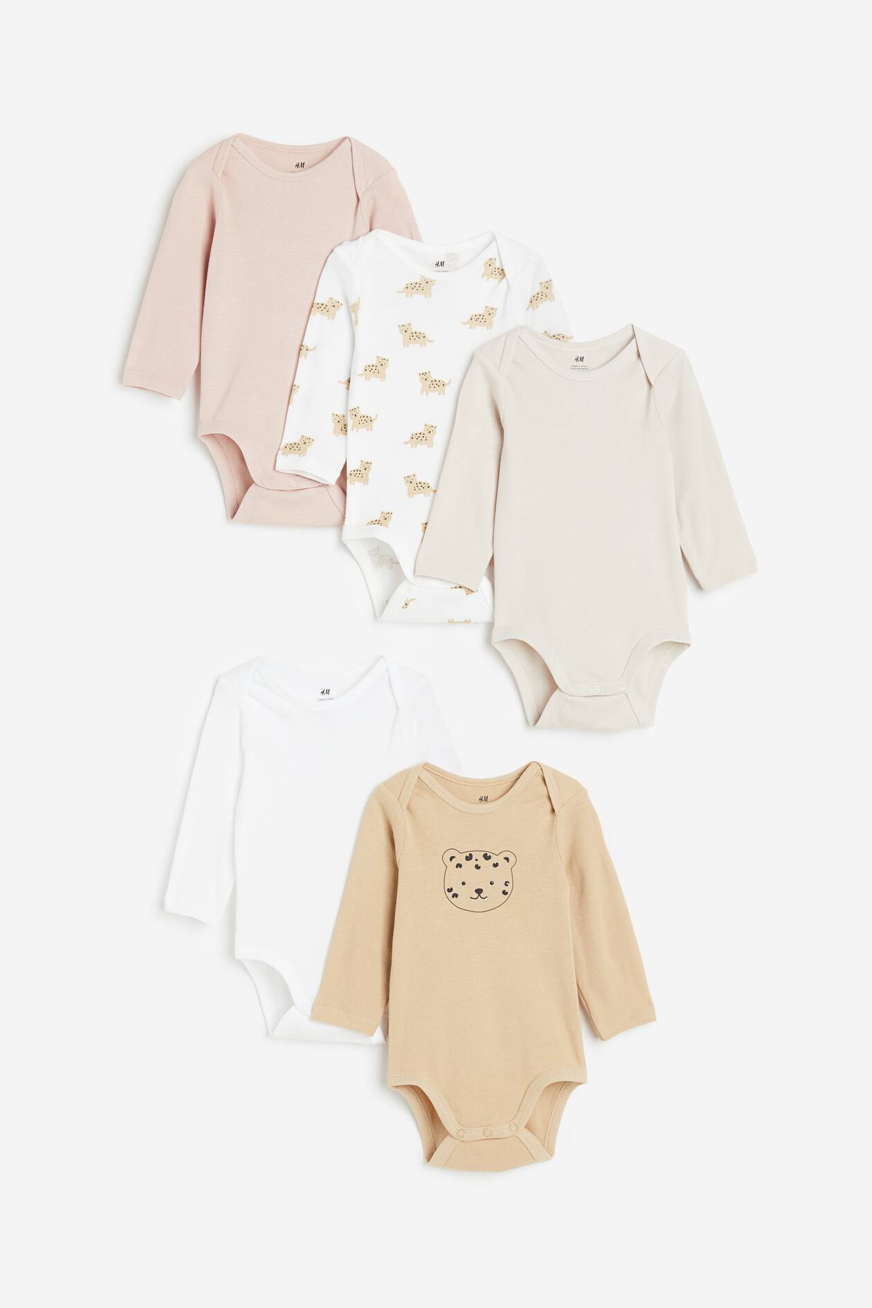 5-pack Long-sleeved Bodysuits - Envelope Neck - Long sleeve 