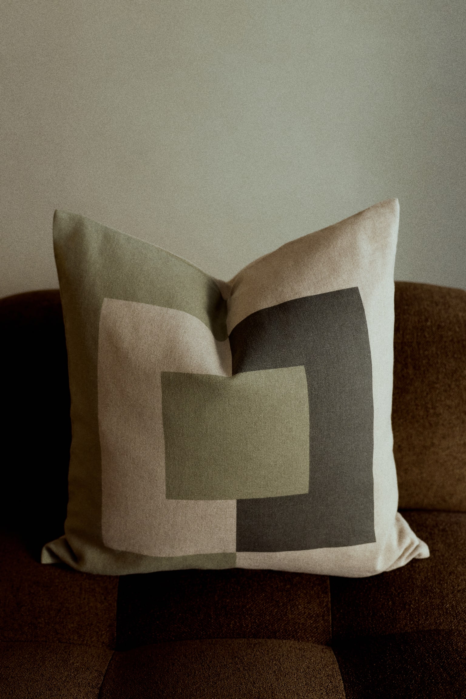 Linen-blend cushion cover - Sage green/Beige/Beige/Brown - 2
