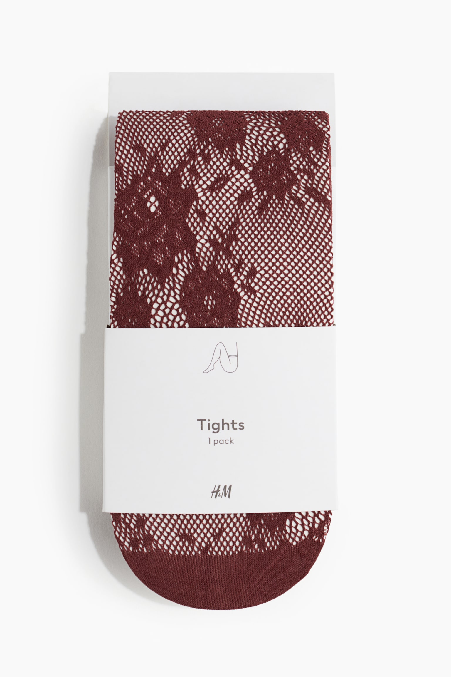 Lace tights - Burgundy/White - 2