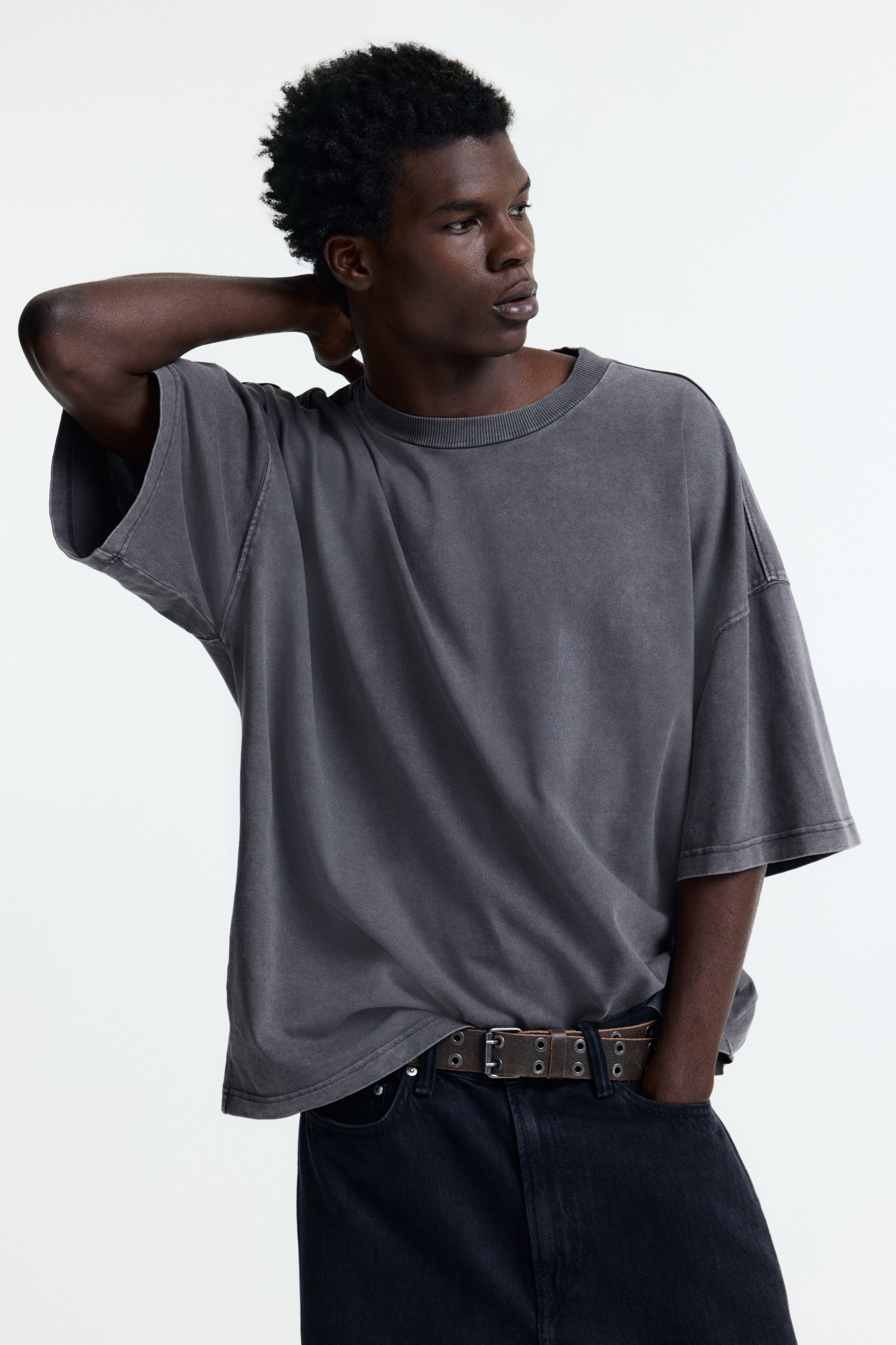 Herre - Mørk grå Oversized Fit T-shirt - Size: XL  - H&M