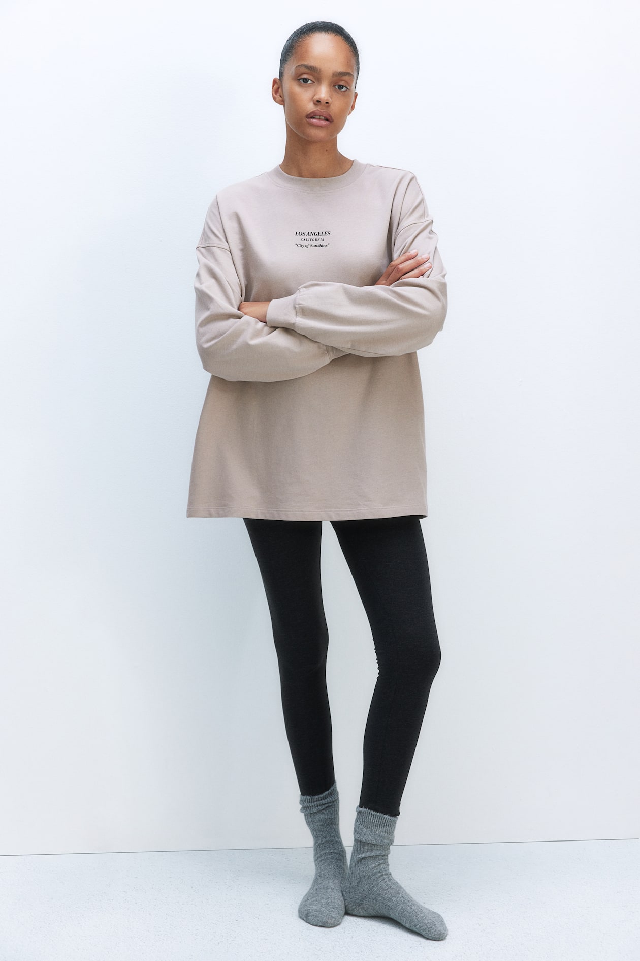 Printed Pajamas - Light beige/Los Angeles - Ladies | H&M US