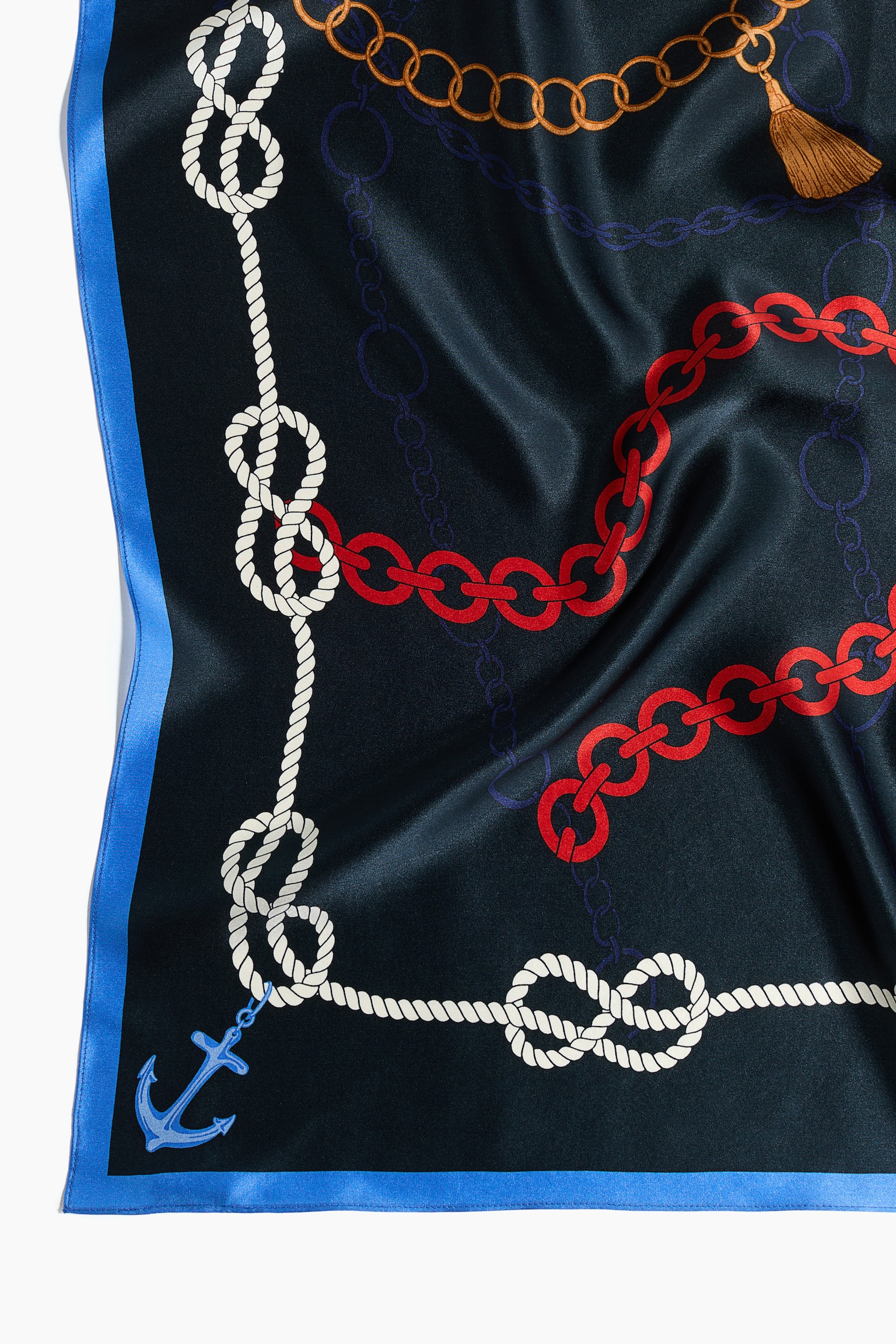 圖案真絲領巾 - 海軍藍/結飾/奶油色/蝴蝶結/淺米色/佩斯利變形蟲圖騰/海軍藍/綠色/淺米色/卡其綠/奶油色/花朵 - 3