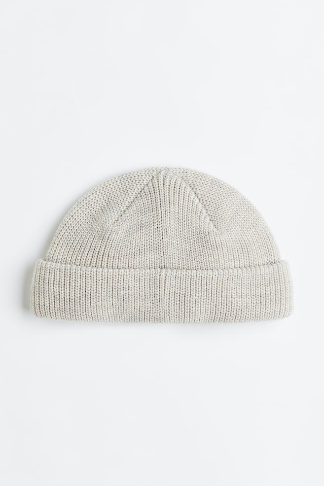 Rib-knit hat - Light grey marl/Black - 1