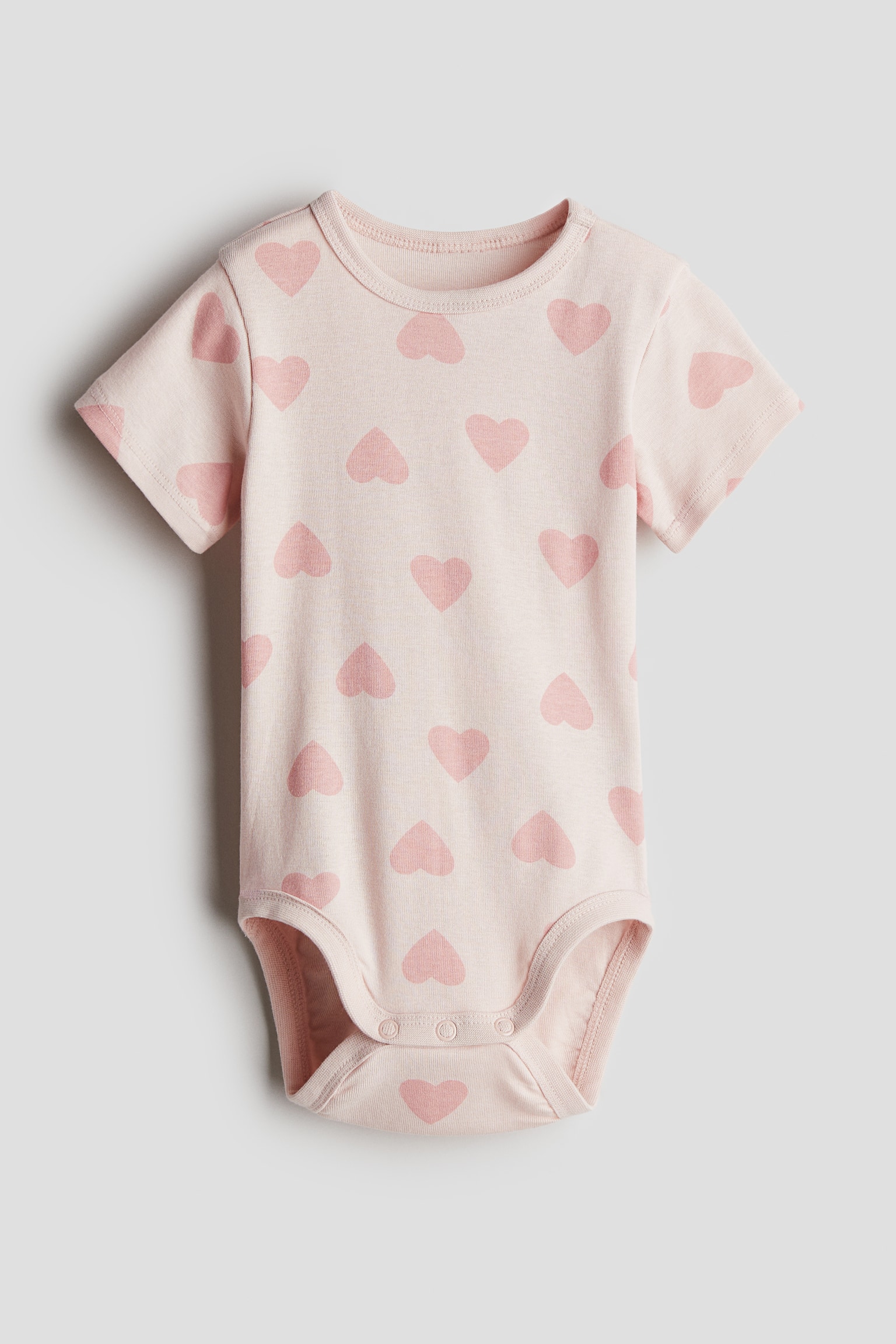 Cotton bodysuit - Light pink/Hearts/Cream/Dinosaurs - 1