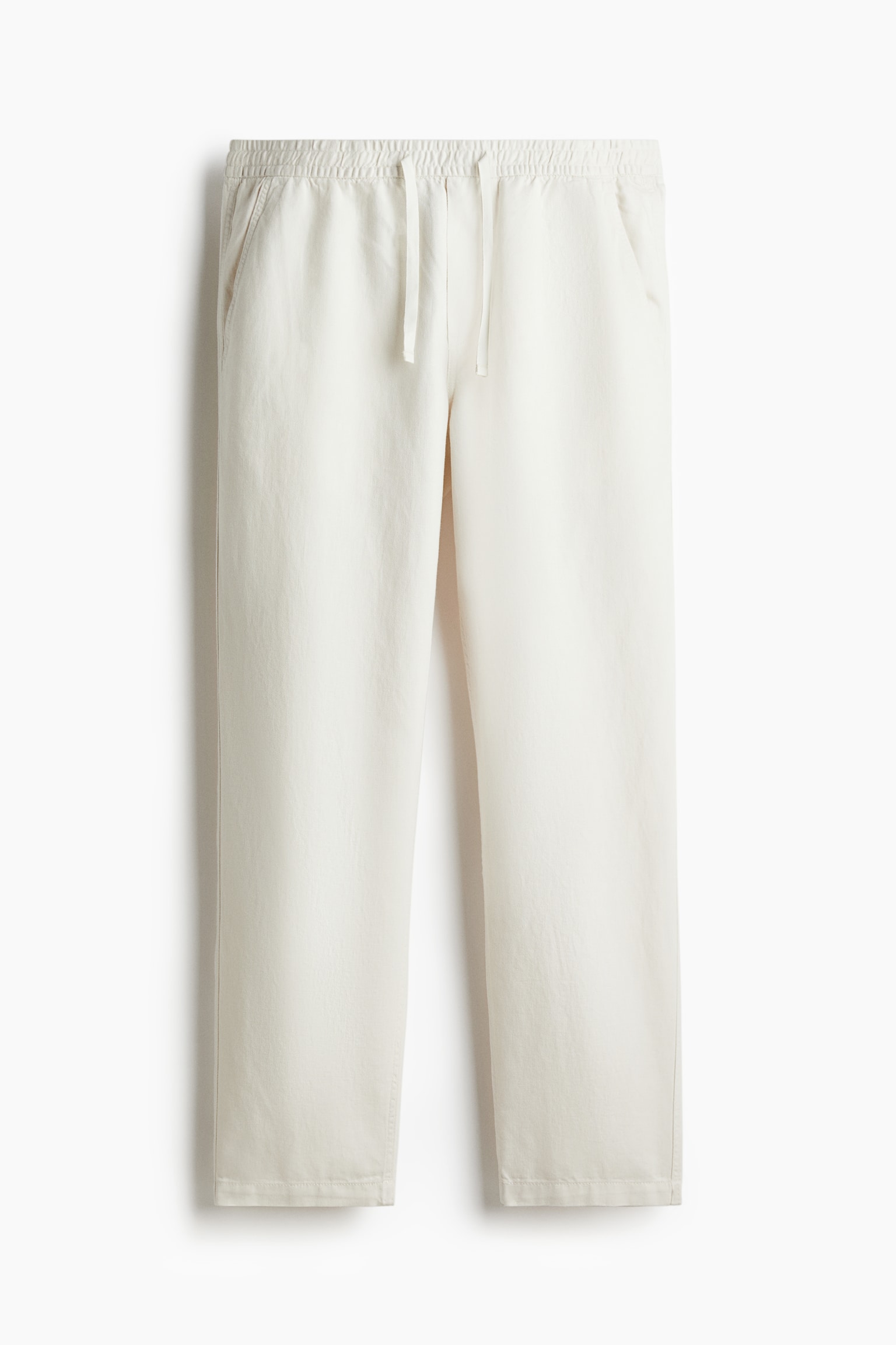 Relaxed Fit Linen-blend trousers - Cream/Navy blue - 2