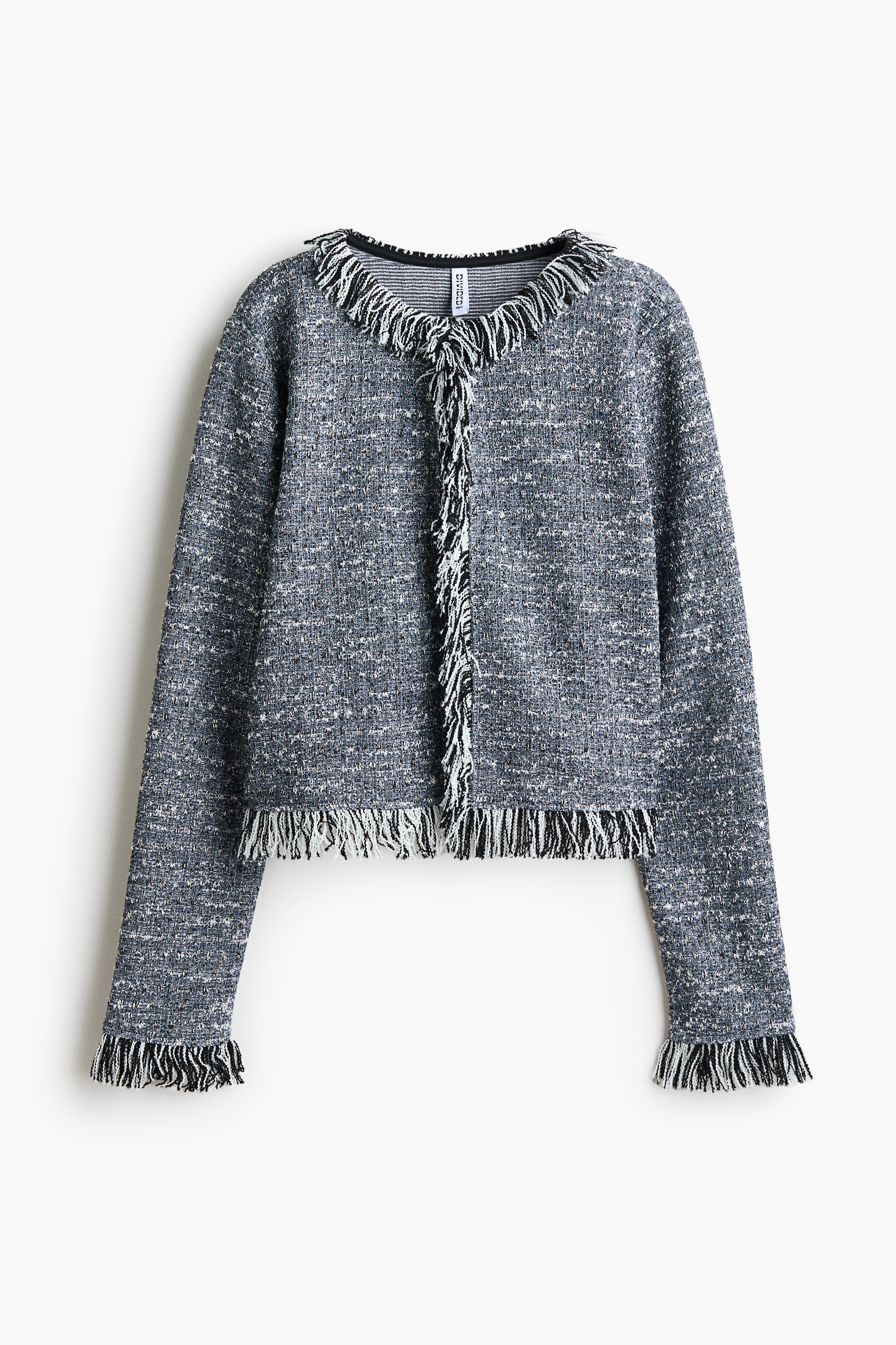 Short fringed jacket - Dusty blue marl