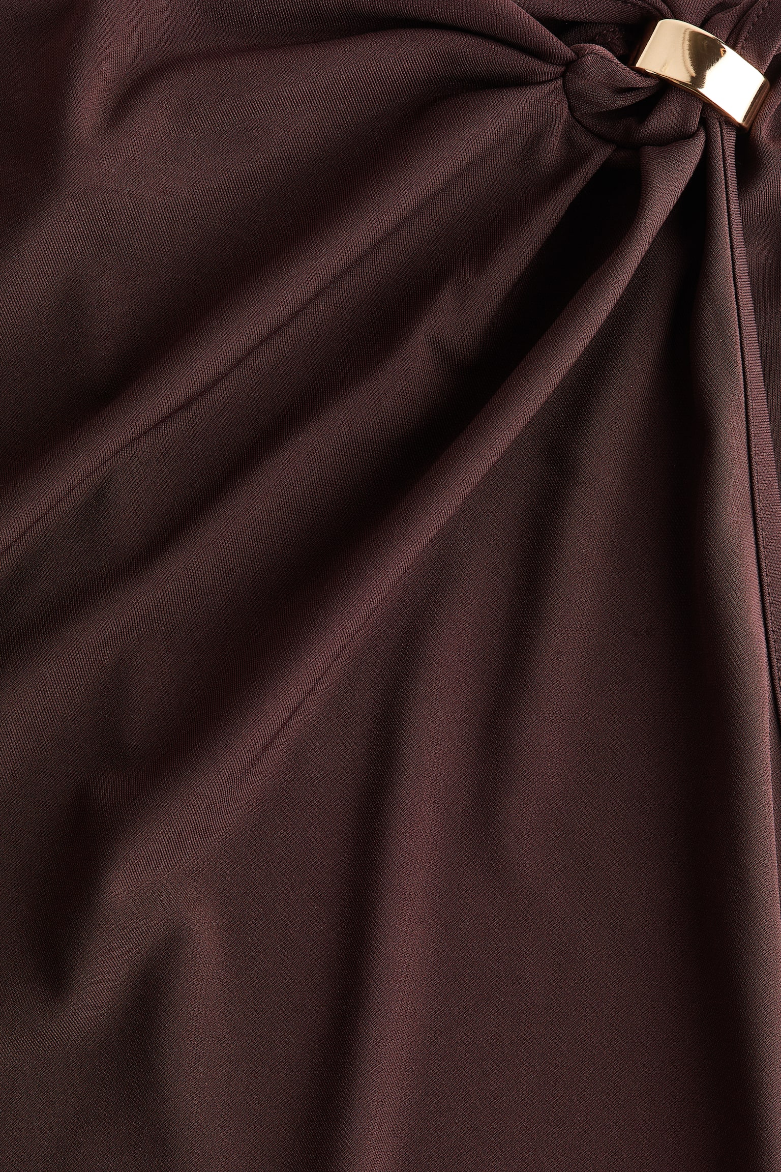 Draped-Detail Jersey Dress-Dark brown - 5