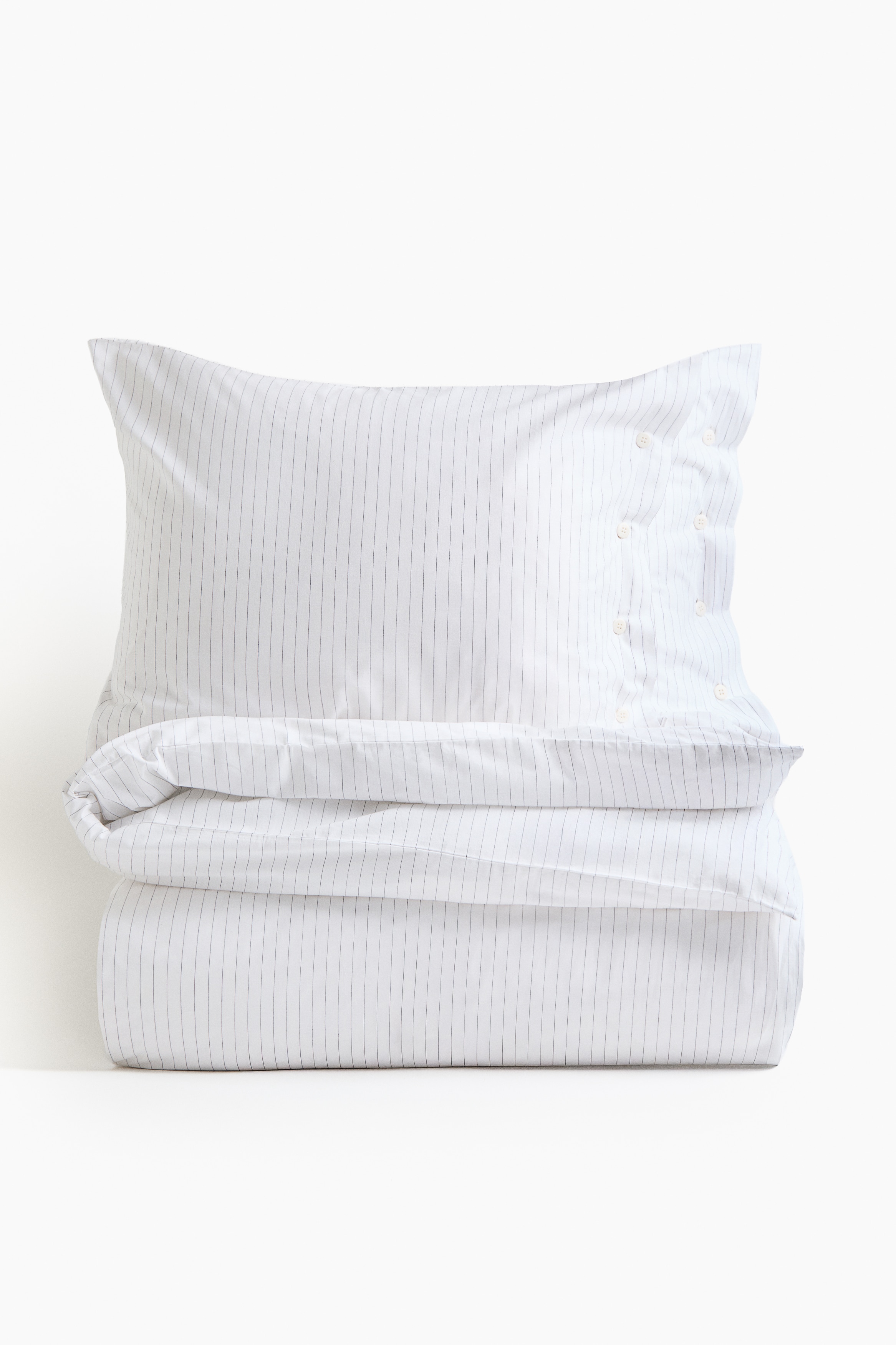 Pinstriped King/Queen Duvet Cover Set - White/pinstriped