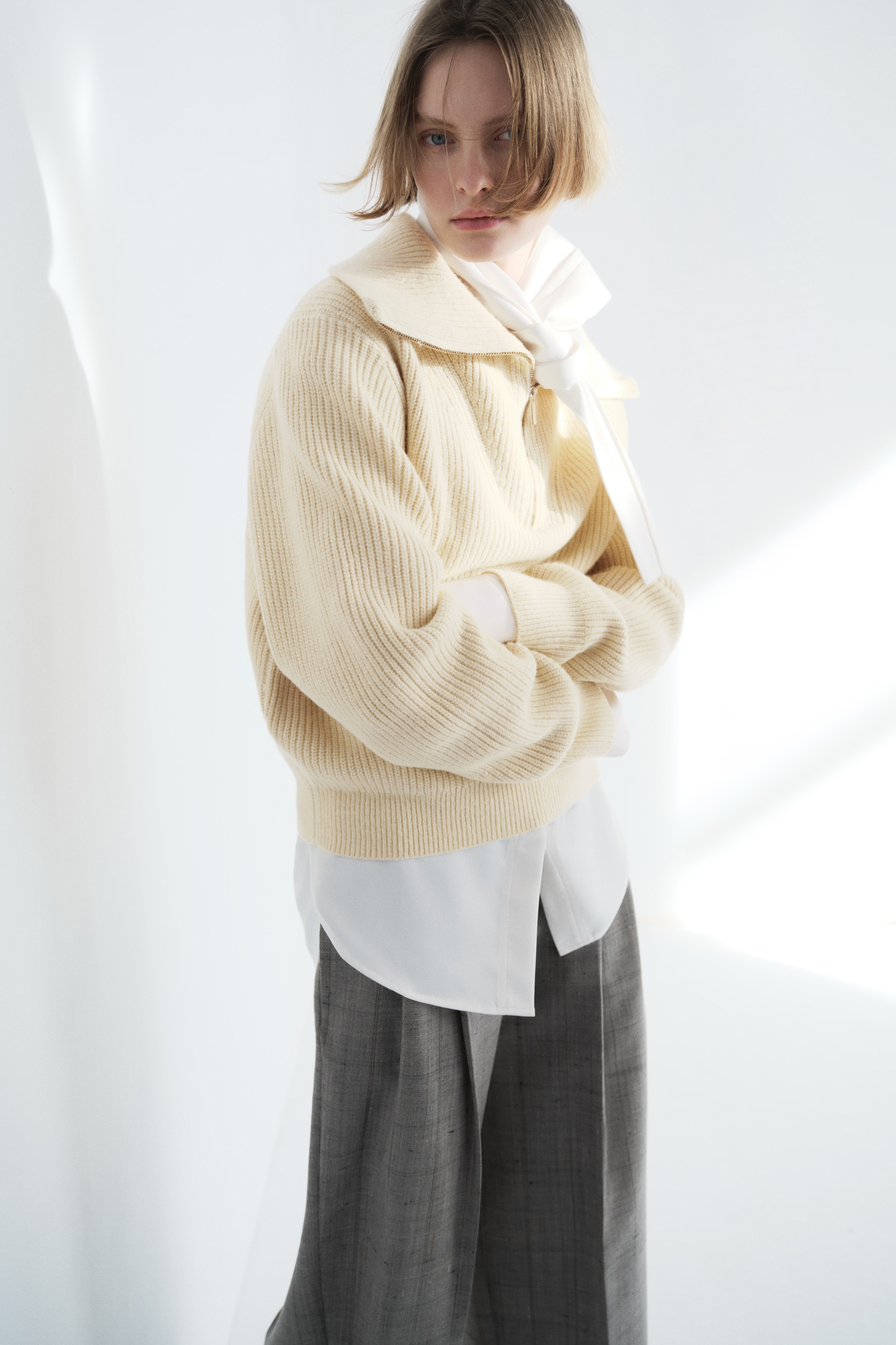 Rib-knit zip-top jumper