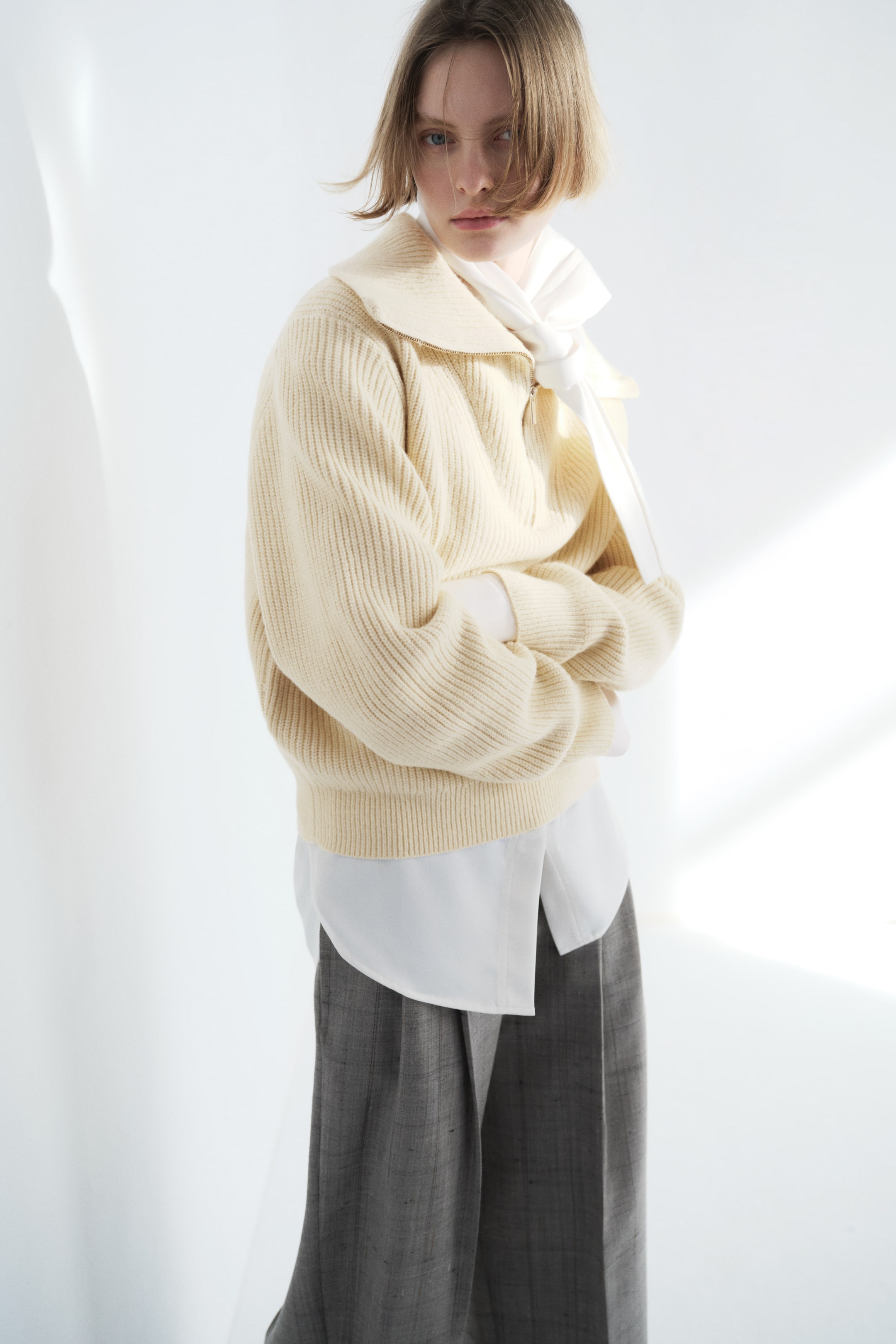 이미지 확대 보기: 리브니트 집탑 스웨터 - 라이트 옐로 - 여성 | H&M KR 3