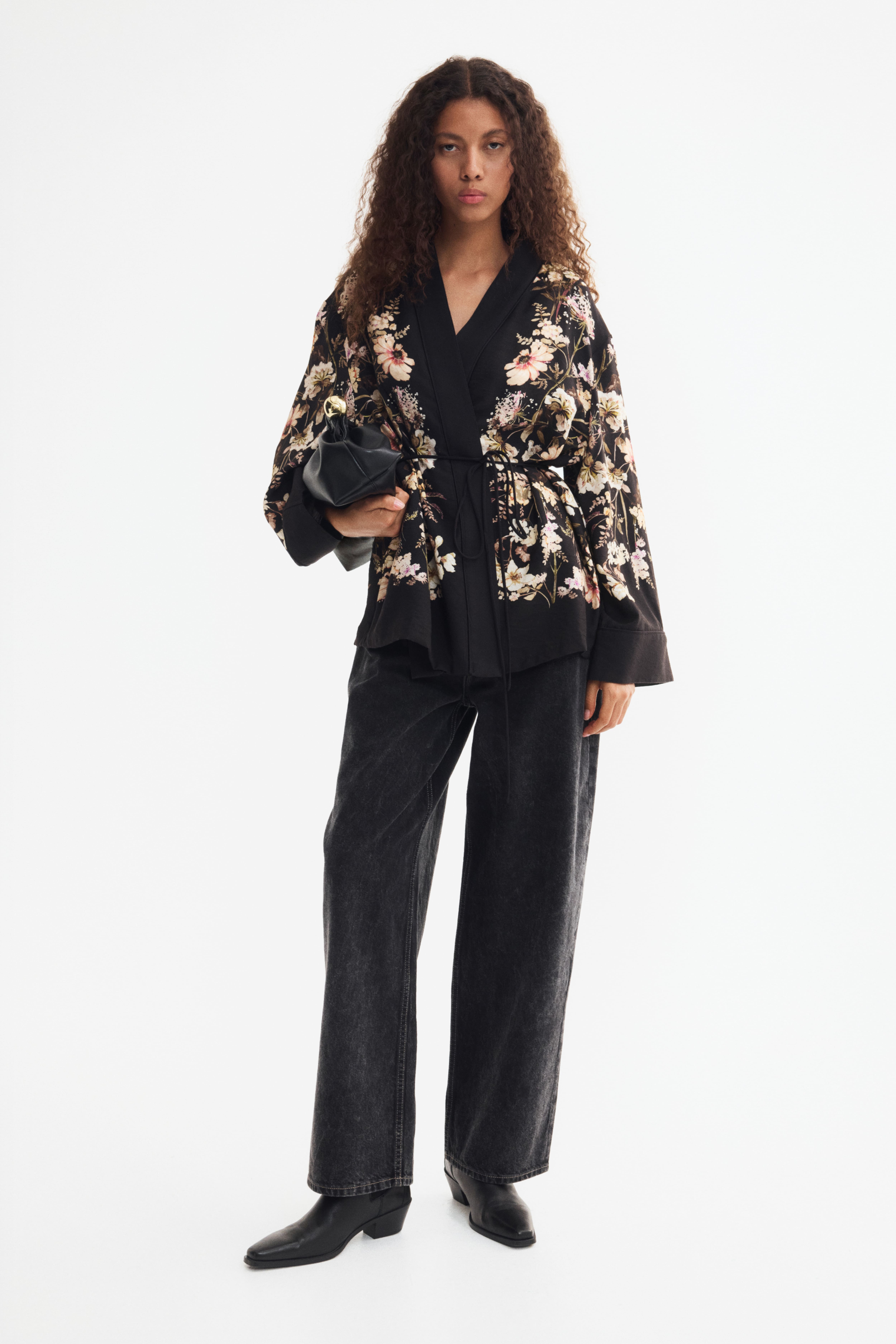 Veste en sergé avec ceinture à nouer