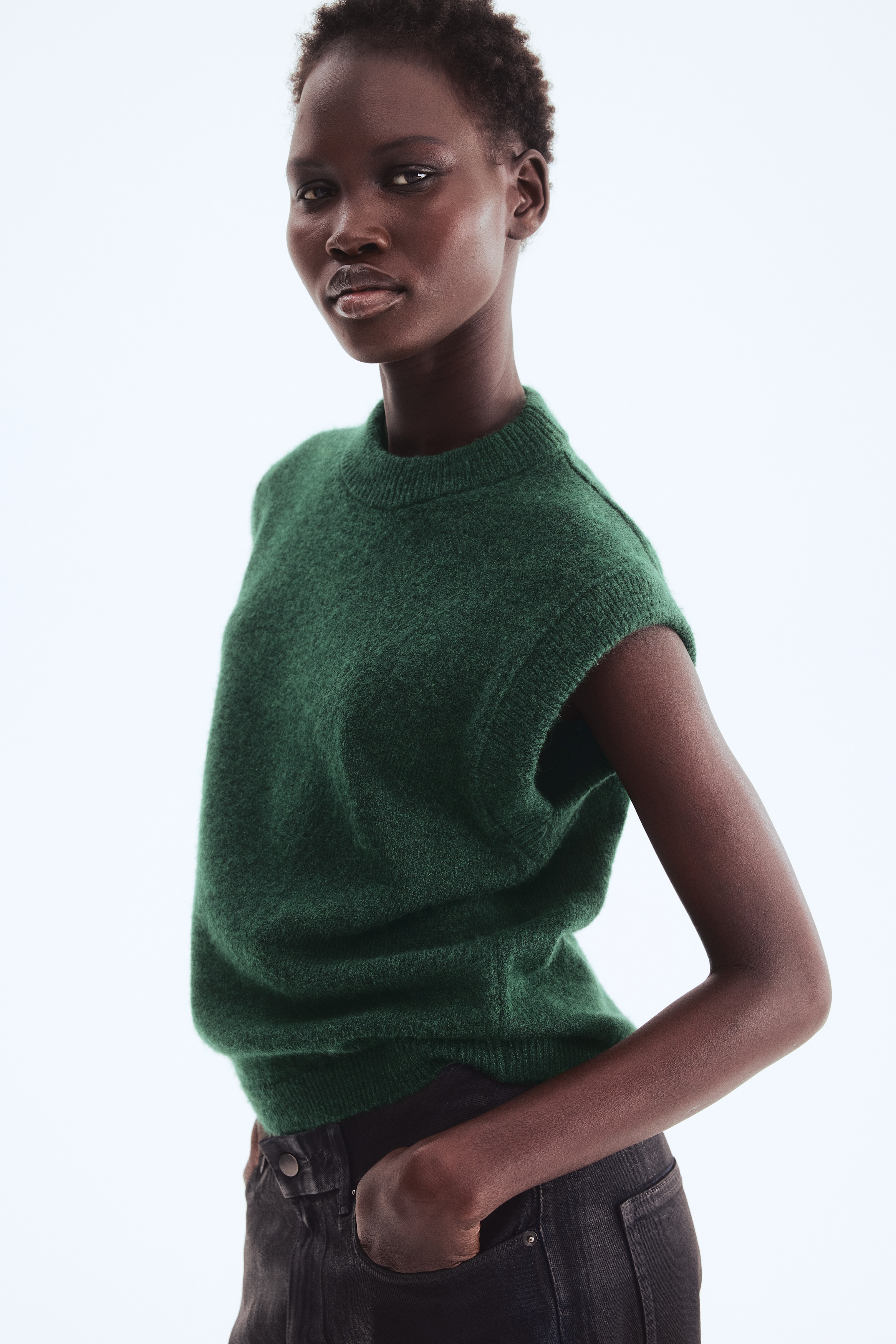 Pull sans manches - Vert foncé/Marron foncé