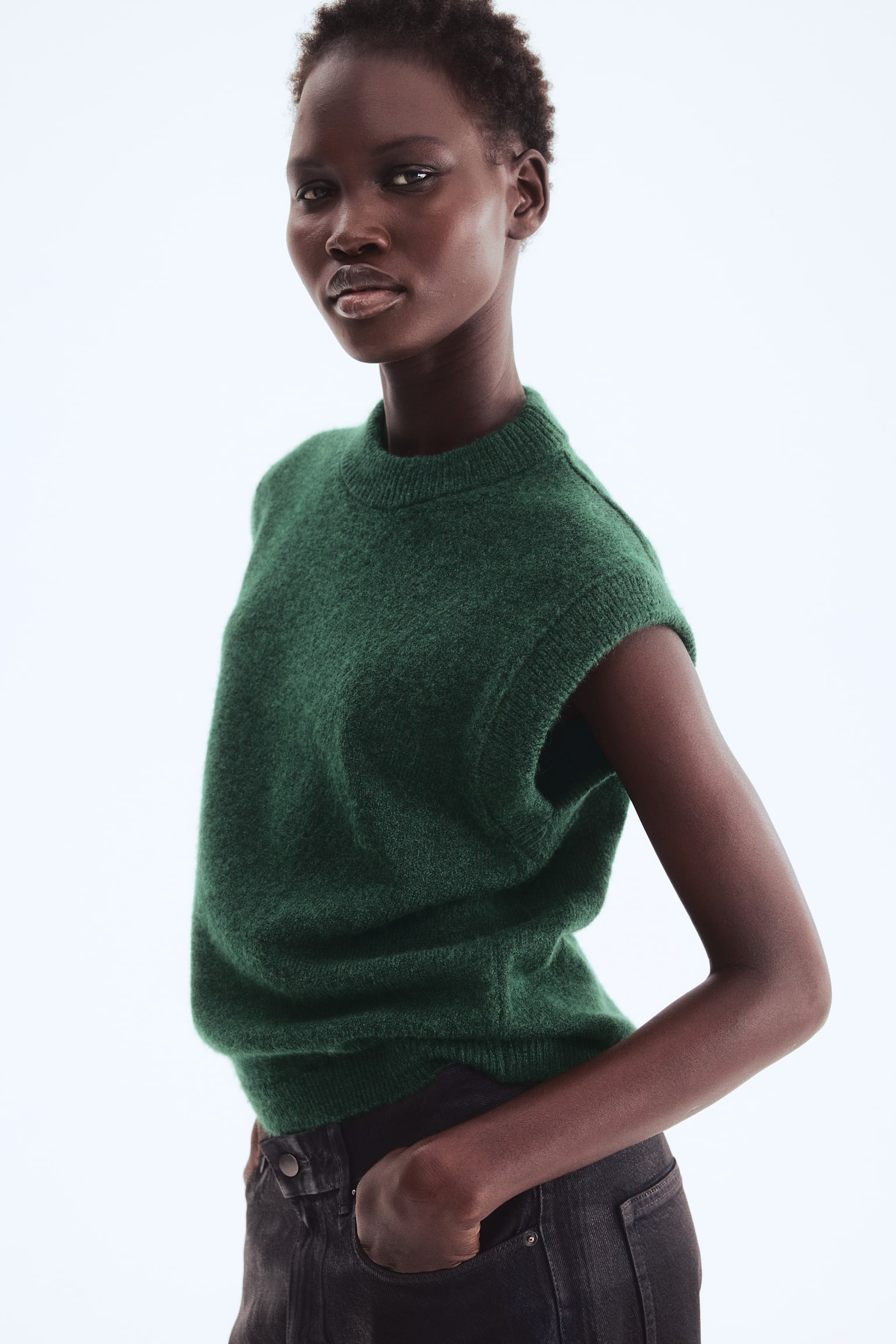 Sweater vest - Dark green - 1