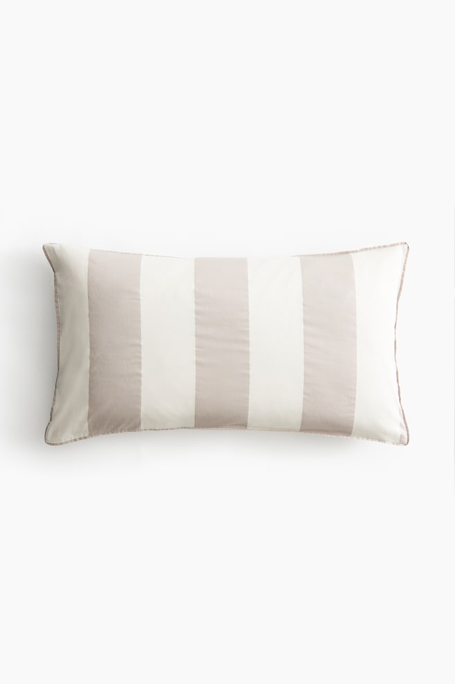 Cotton Sateen Pillowcase - Dusty beige/striped/Light yellow/striped - 1