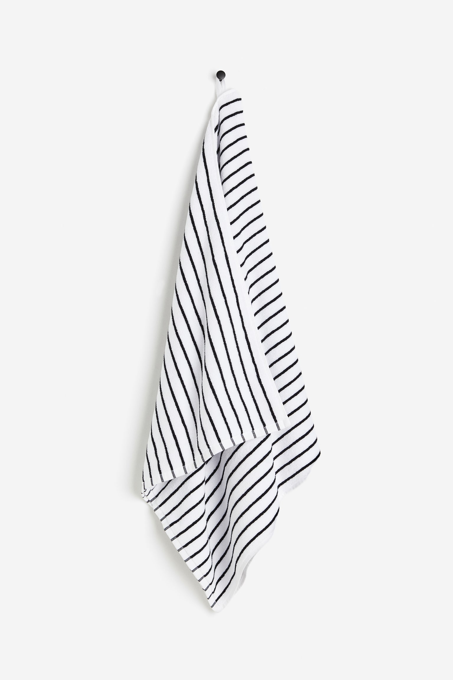 Striped bath towel - White/Black striped/Light beige/White/Sage green/Striped - 1