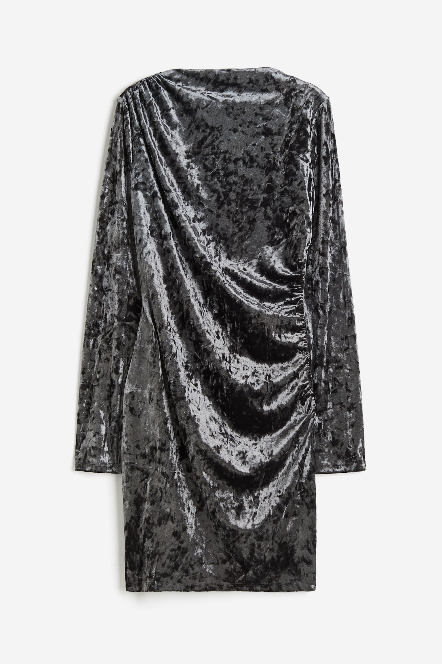 Gathered jersey dress - Dark grey/Black/Velour/Dark olive green - 1