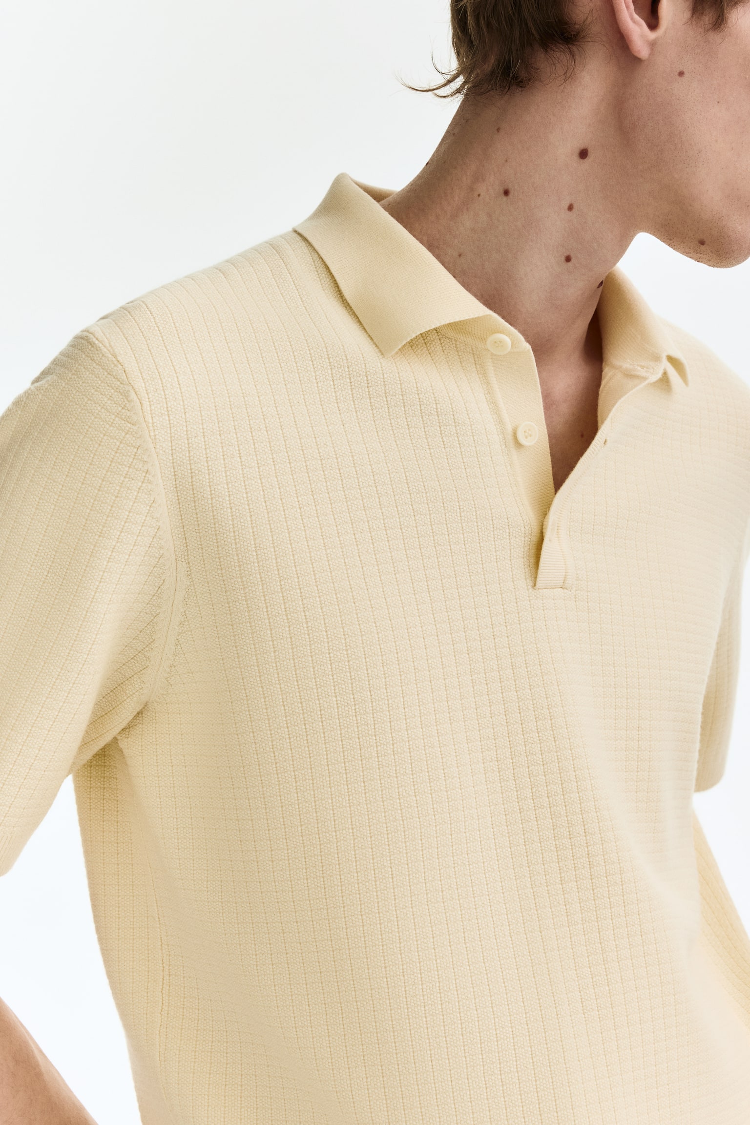 Regular Fit Textured-knit polo shirt - Light yellow/White/Navy blue/Grey/Navy blue - 6