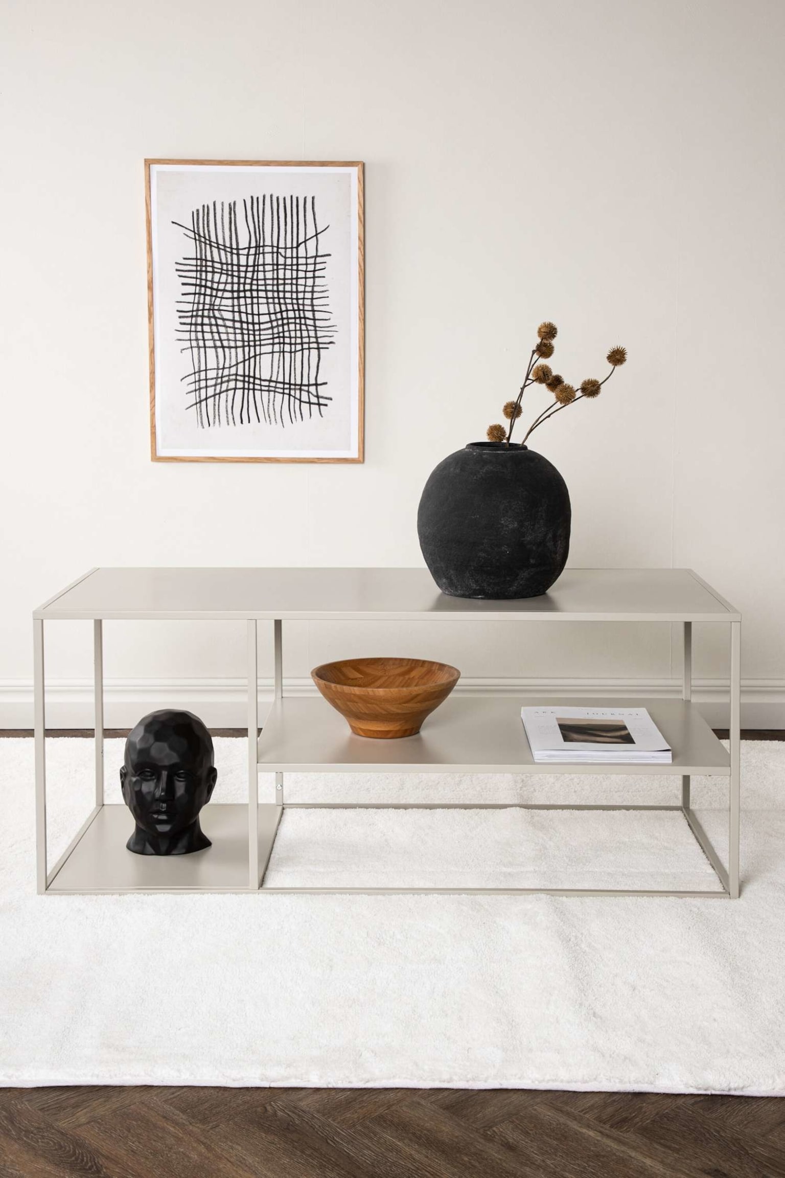 Staal Sofa Tisch - Stahl, Beige - 2