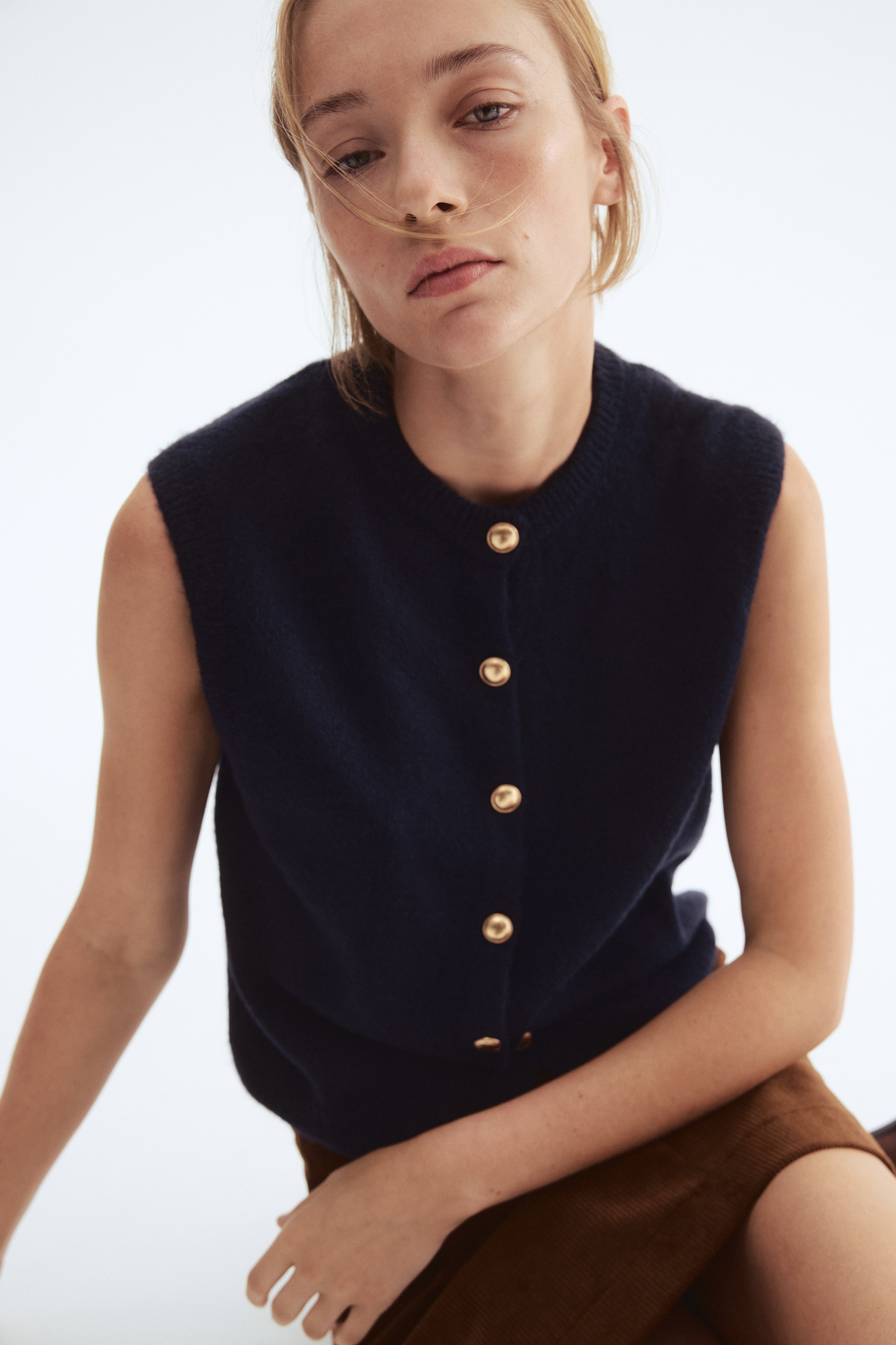 ファインニットベスト - グレーメランジ - レディース | H&M JP