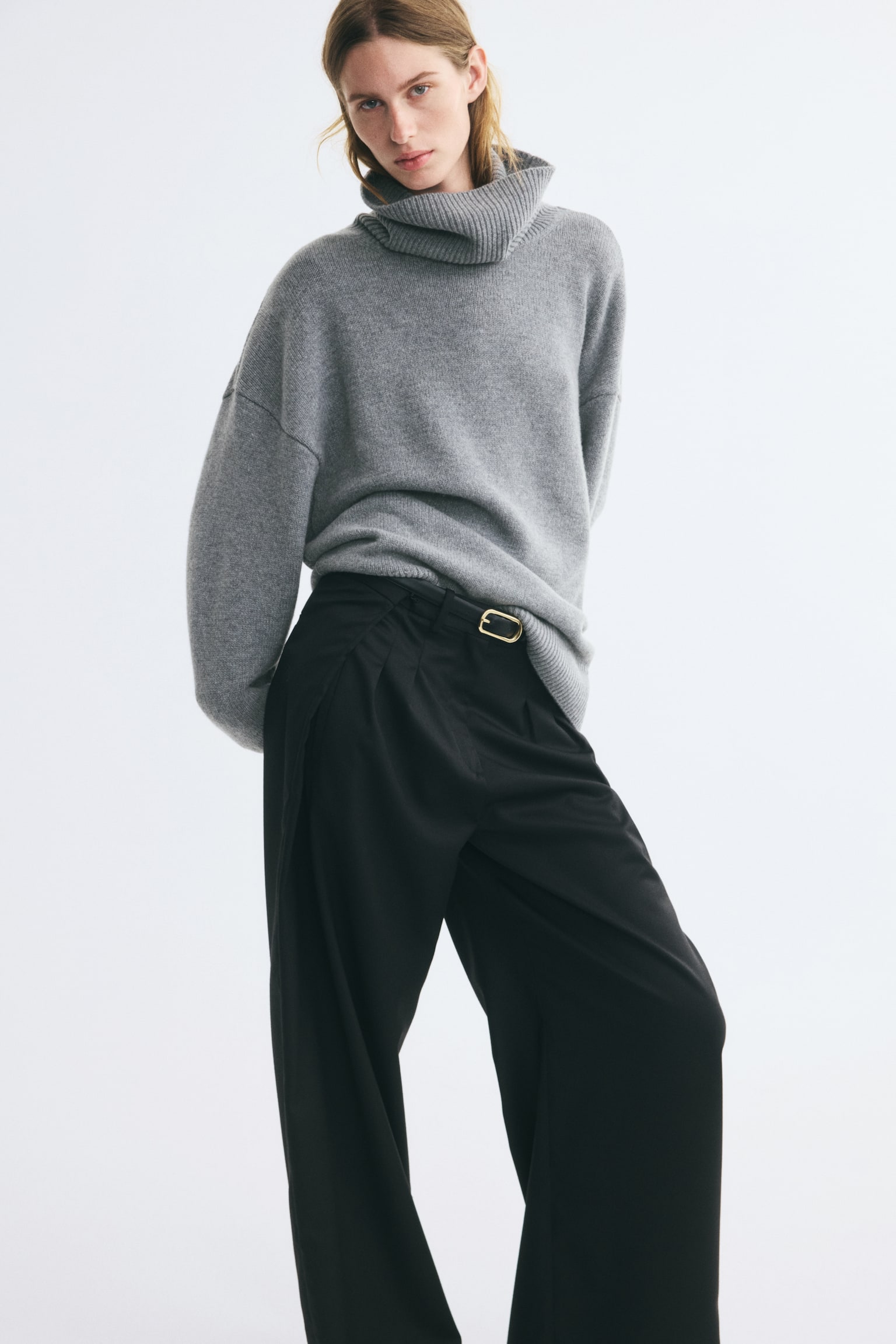 Женский свитер H&M Cashmere-Blend Turtleneck, цвет: Серый — фото 3