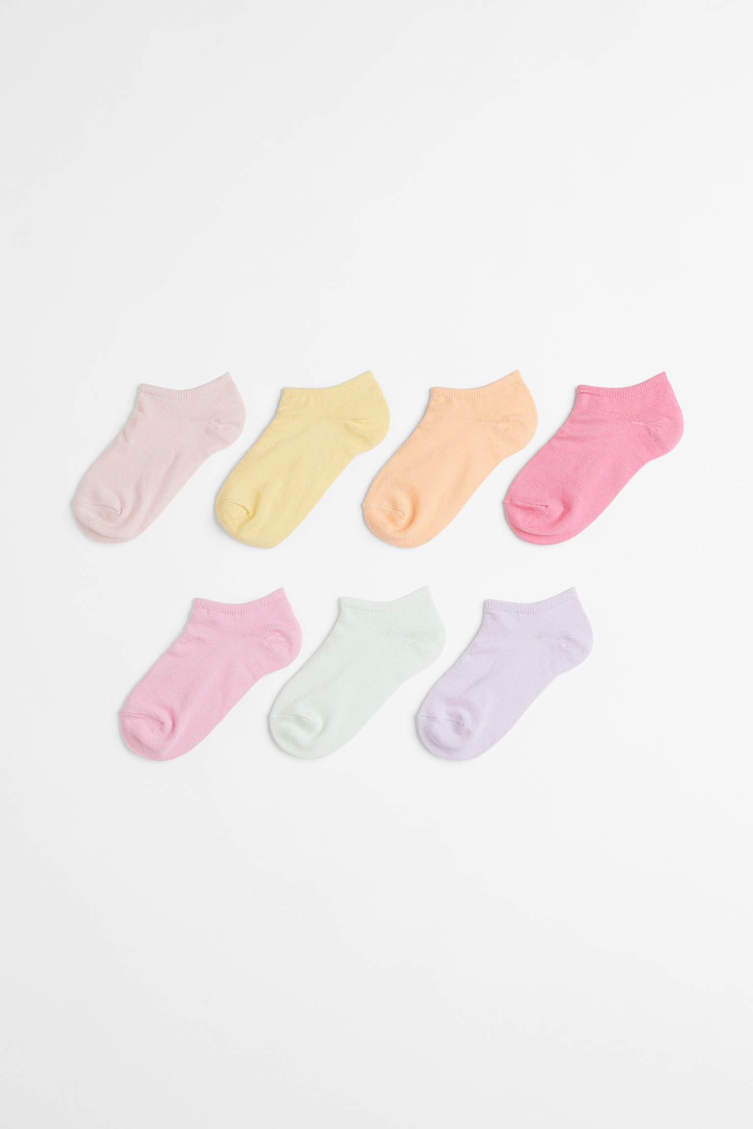 7-pack Ankle Socks - Yellow/Pink/Light grey/Old rose/Black/Beige/Leopard/White - 1