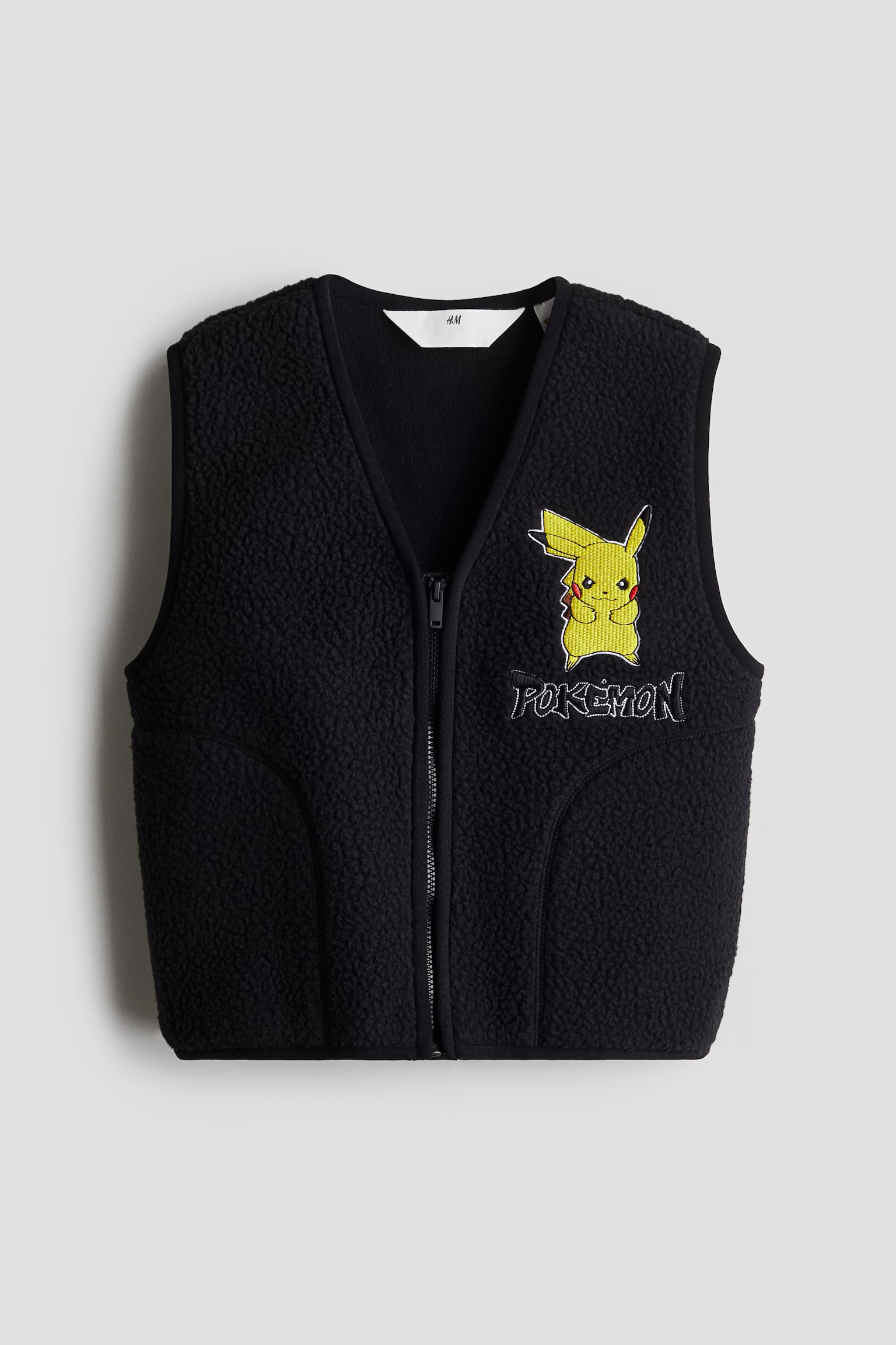 Motif-detail pile gilet - Black/Pikachu - 1