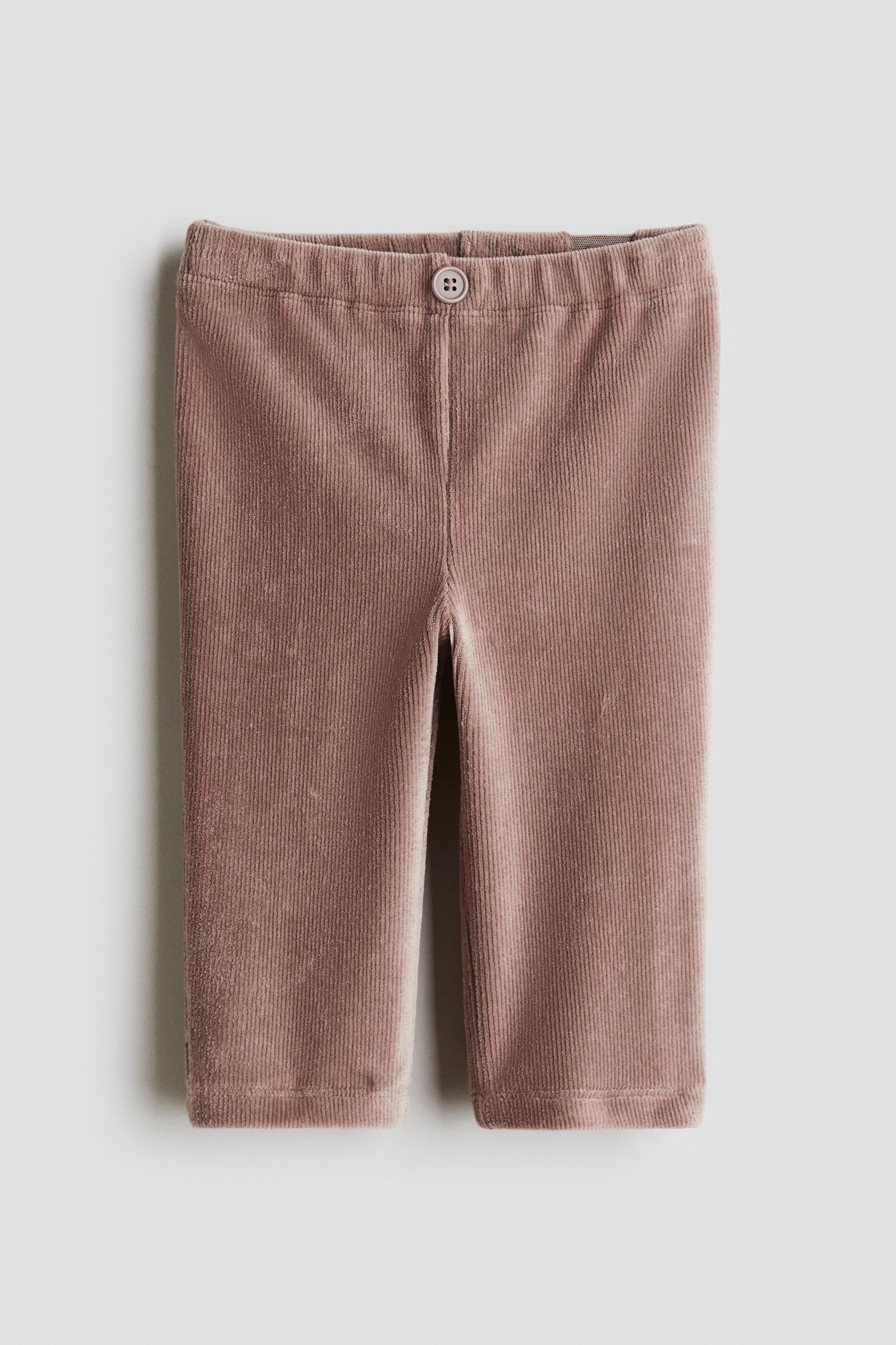 Ribbede leggings i velour - Lysebrun/Grå/Marineblå/Lys beige