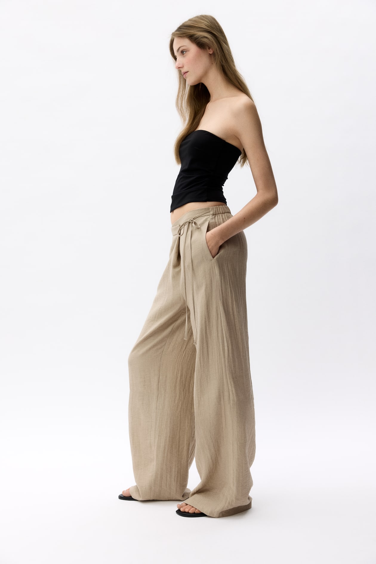 Linen-Blend Wrapover Pants - image 2