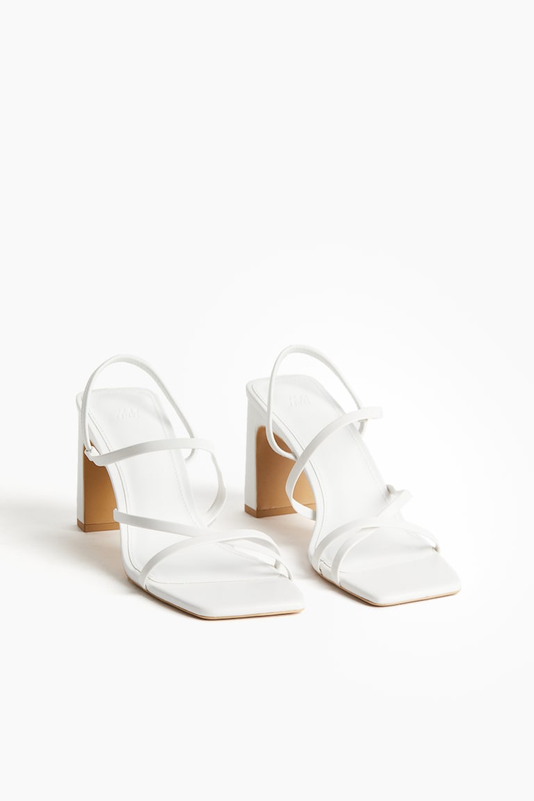 Block Heel Tie Strap Sandals H&m Block-heeled Sandals White