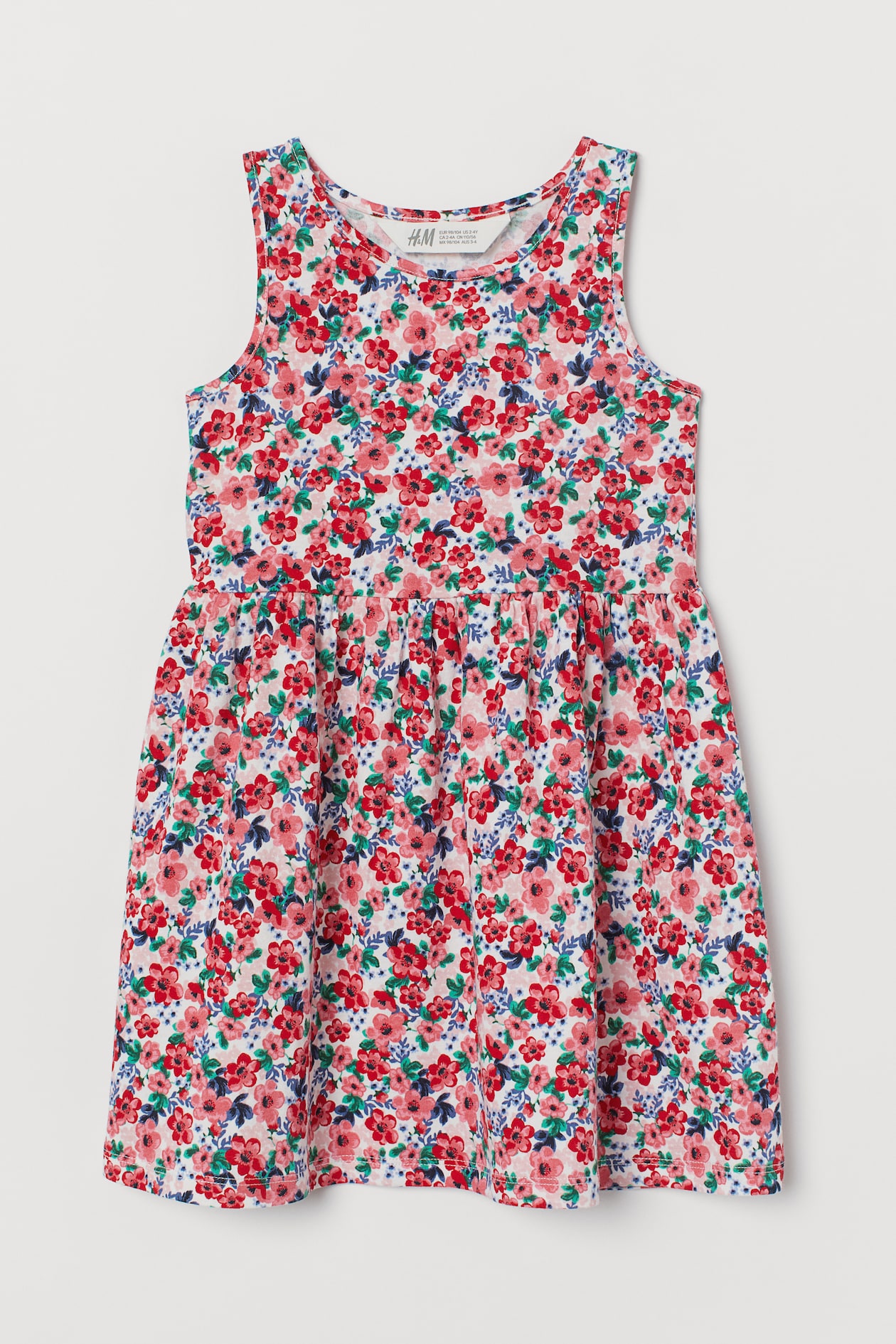 Sleeveless jersey dress - Sleeveless - Red/Floral - Kids | H&M GB