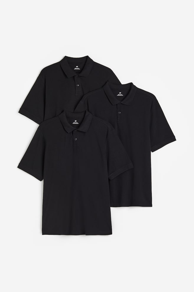 3er-Pack Shirts Regular Fit - Black/Hellgrau/Dunkelblau/White/Navy blue