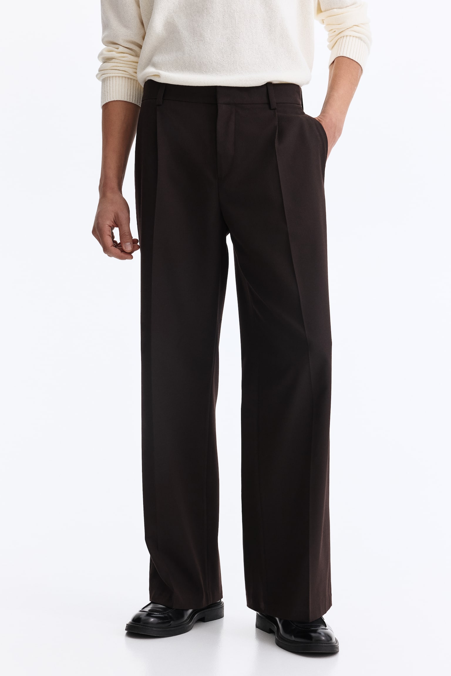 Loose Fit Tailored trousers - Dark brown/Black - 3