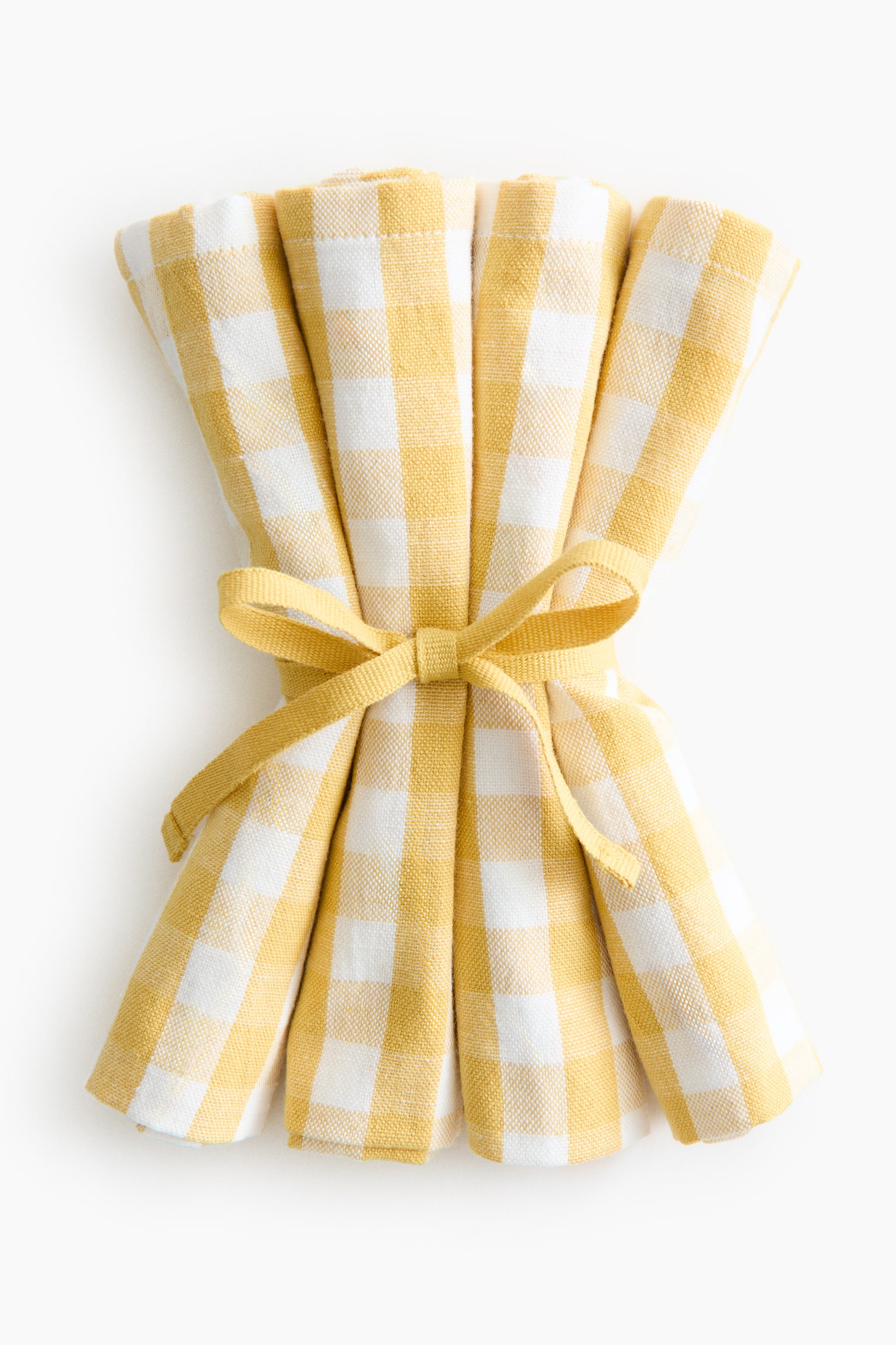 4-pack Servilletas de algodón - Amarillo/Cuadros Gingham/Amarillo/Rayado/Terracota/Cuadros Gingham/Terracota/Franjas/Café oscuro/Cuadros Gingham - 2