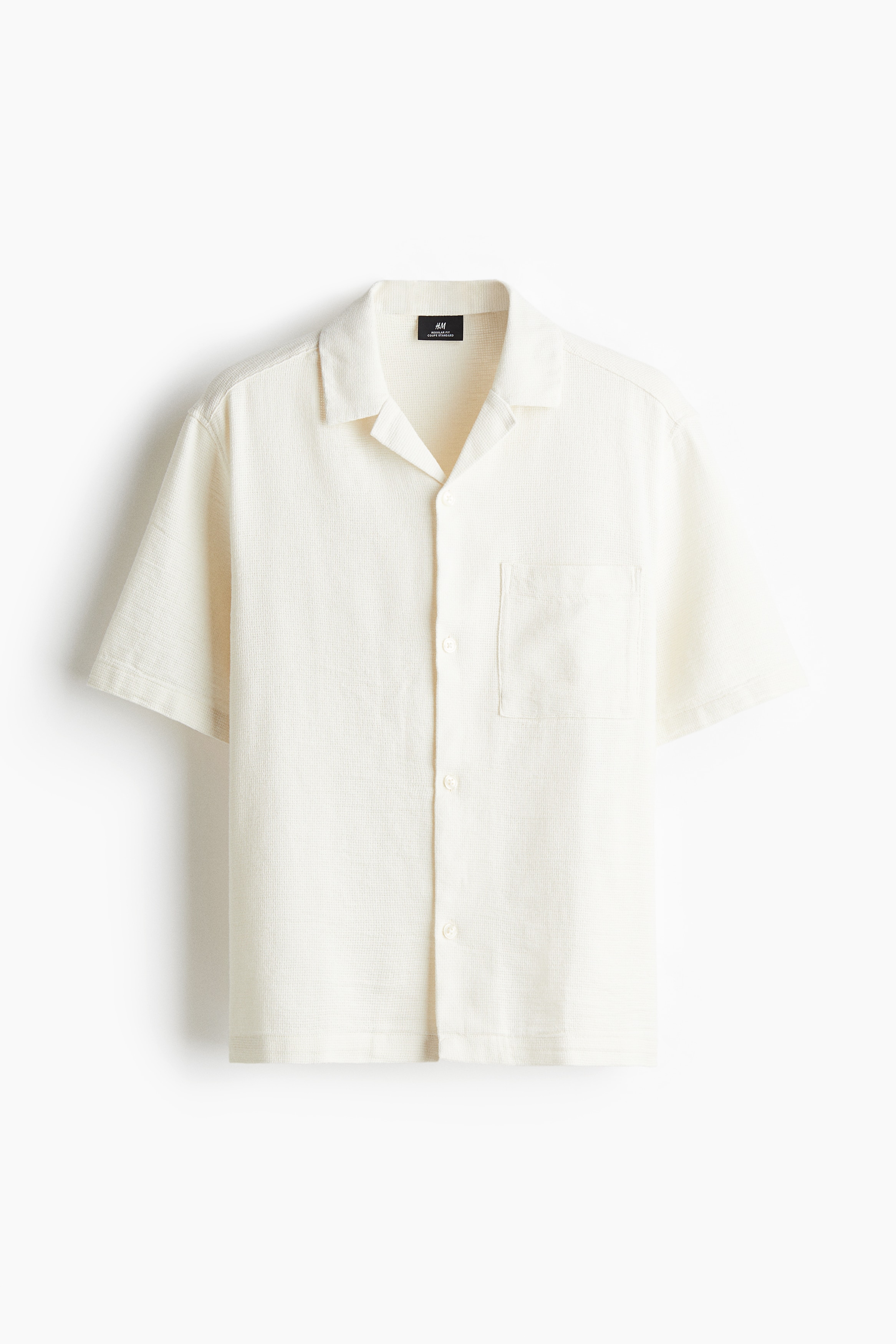 Regular Fit Textured resort shirt - Cream/Beige/Striped/Light blue