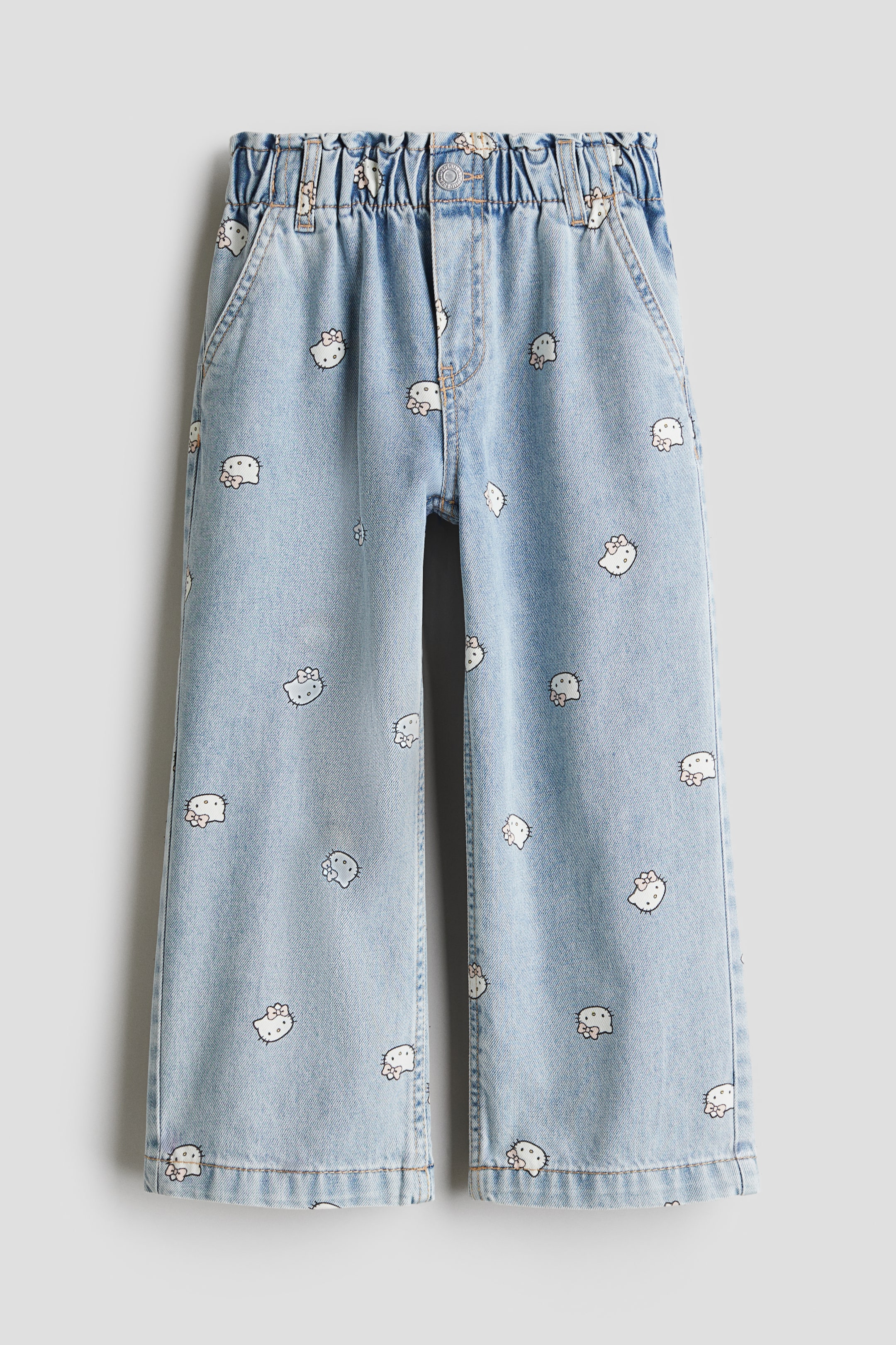 Motif-Detail Wide Leg Jeans