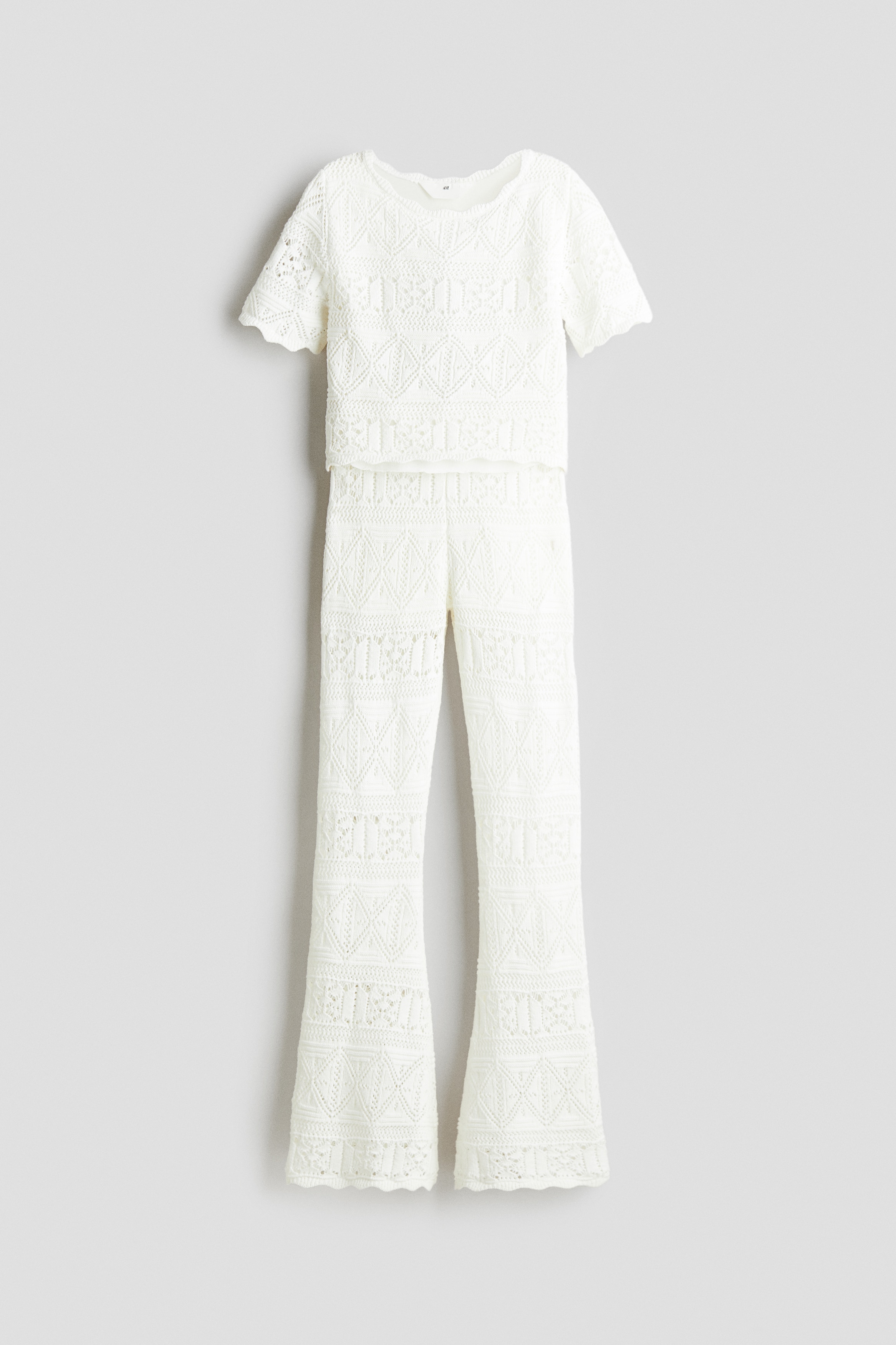 Ensemble 2 pièces d'aspect crocheté - Blanc