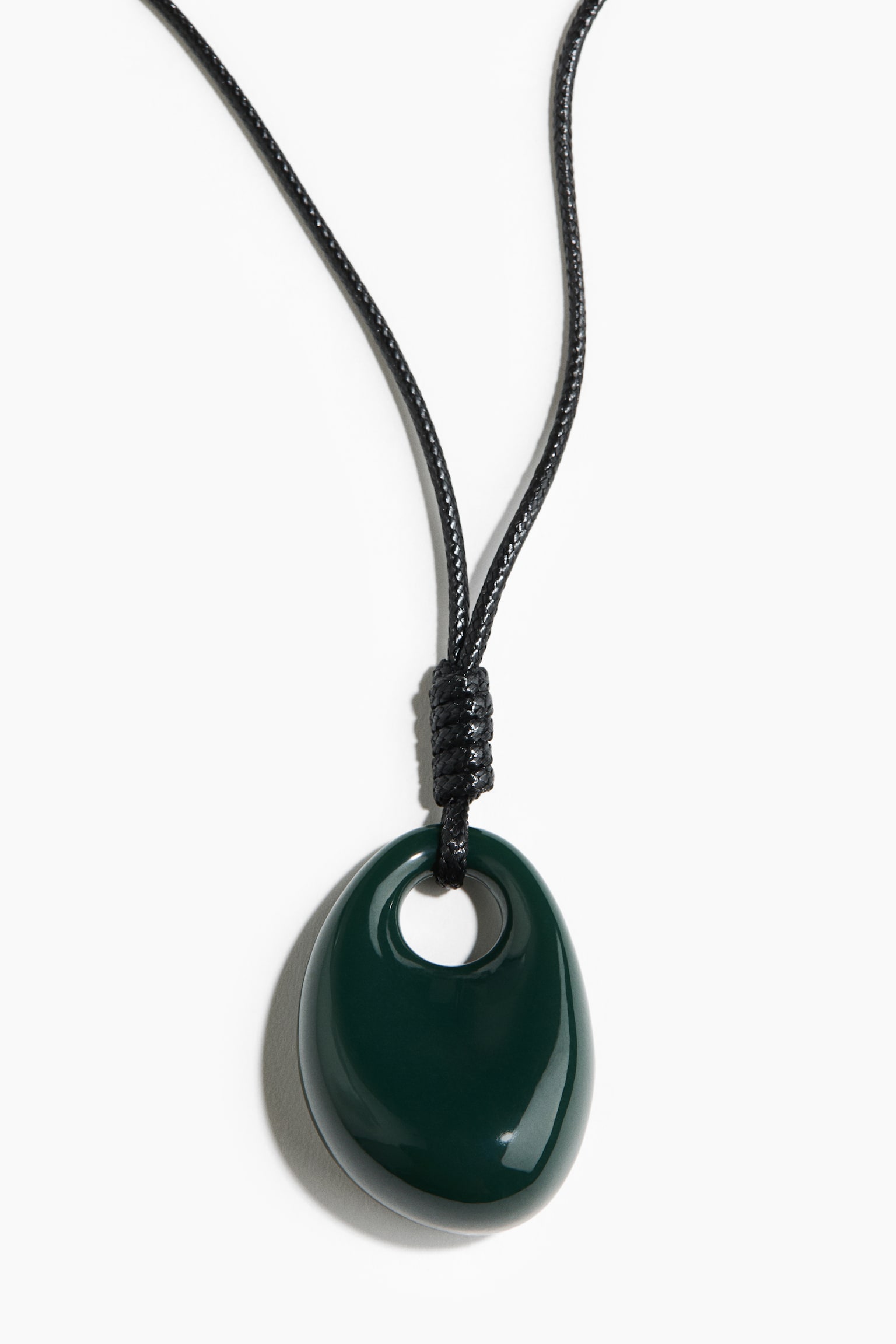 펜던트 코드 네크리스 - 다크 그린/브라운 - 3