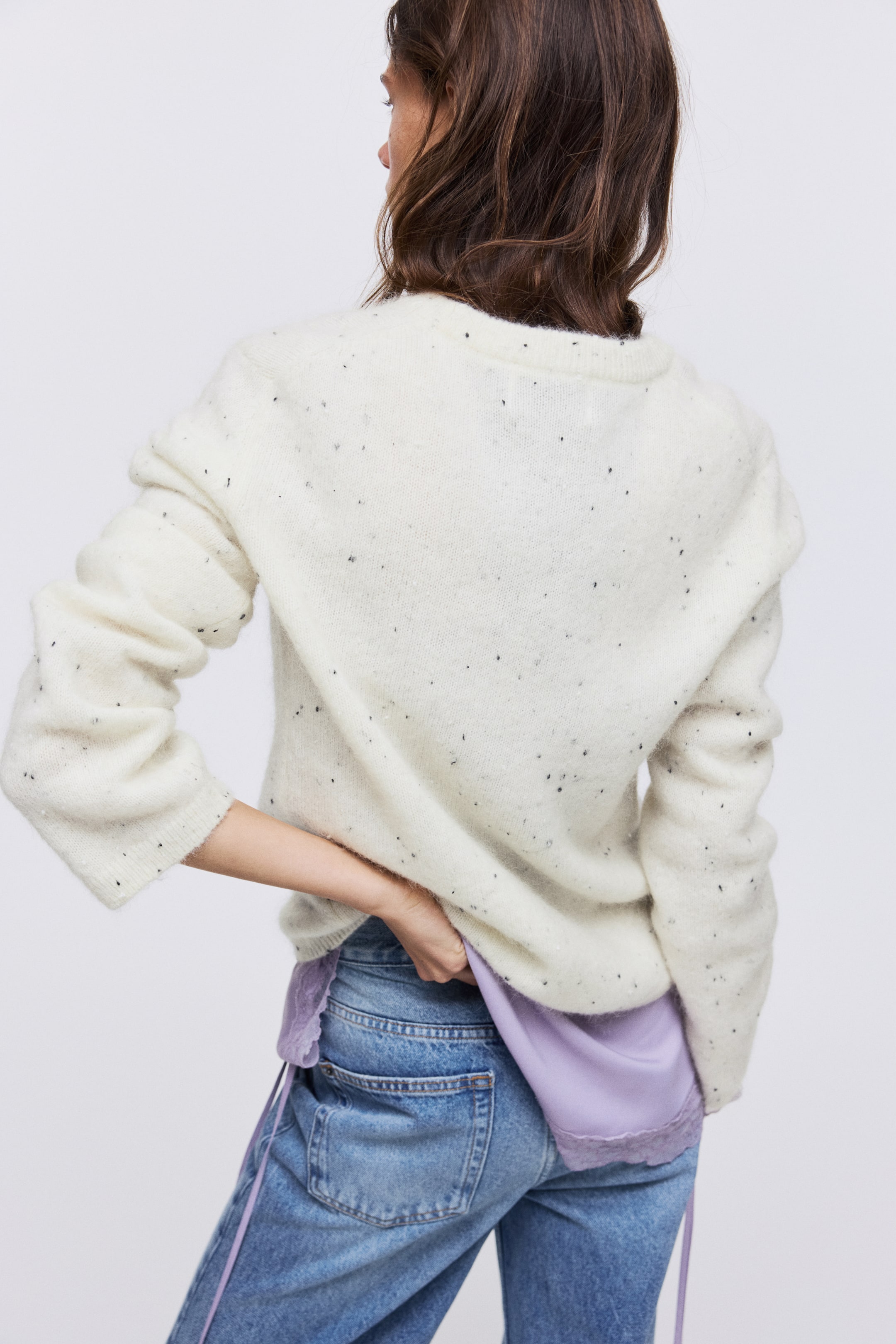 拡大画像を表示: モヘアブレンドセーター - クリーム - レディース | H&M JP 4